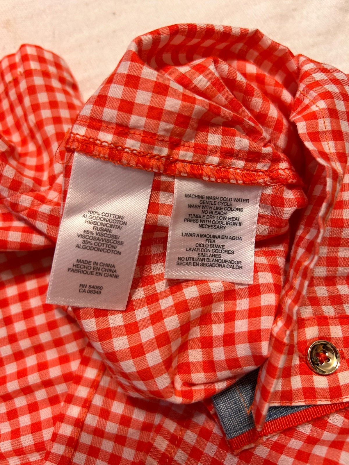 Jones New York Signature Red Gingham Easy Care Cotton Shirt S Button-up SS