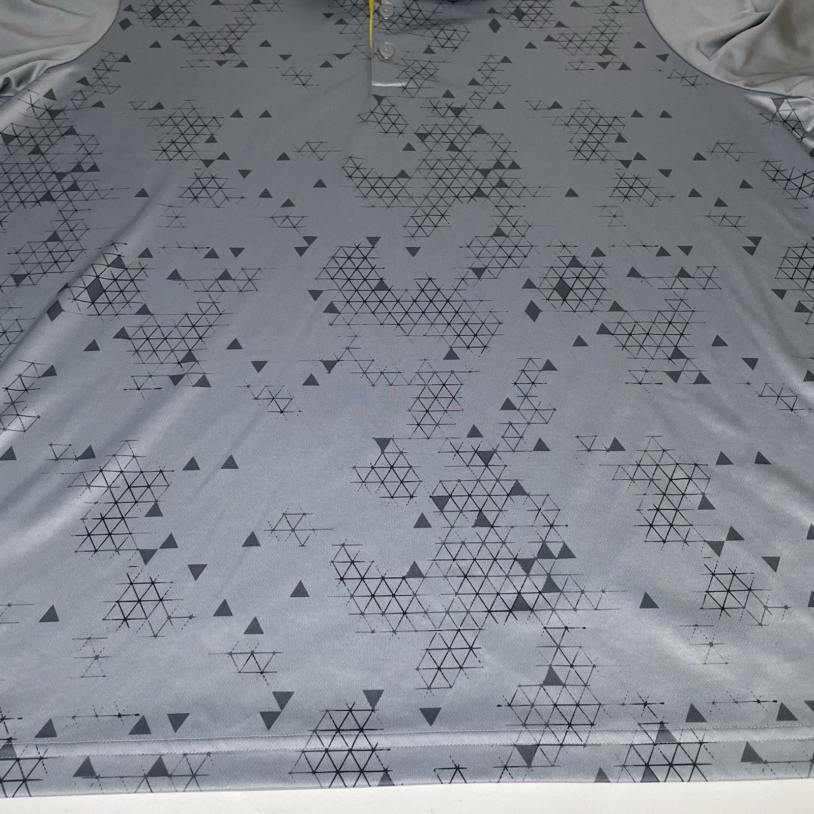 adidas ClimaCool Men’s Polo Shirt 2XL Big & Tall Gray/Yellow Geometric Logo