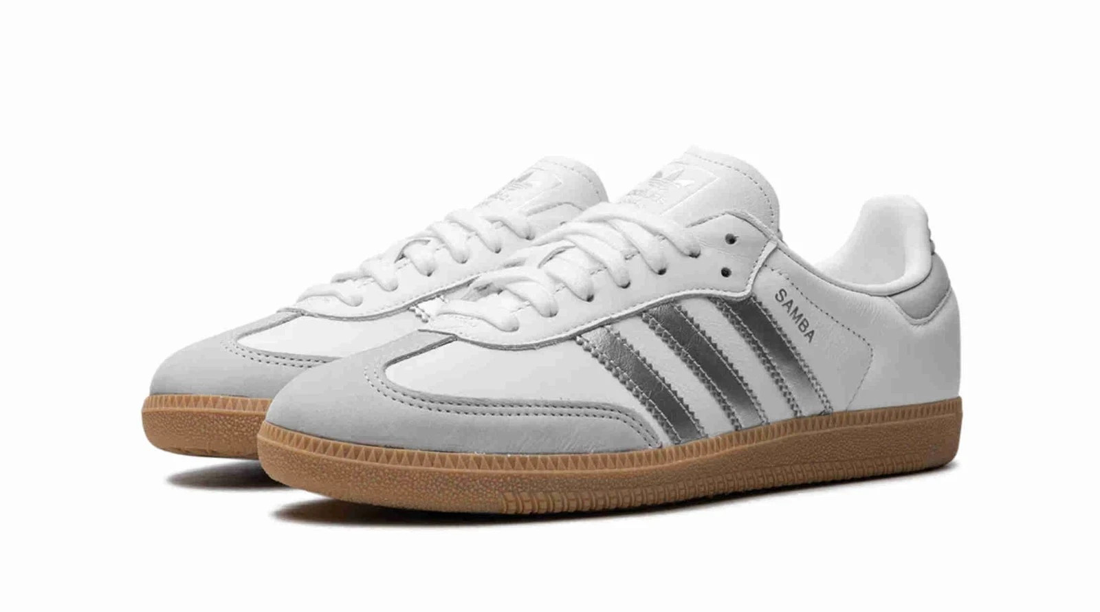 NWOB adidas Womens Samba OG White Silver Metallic Grey JI2725 Size 7 WOMENS
