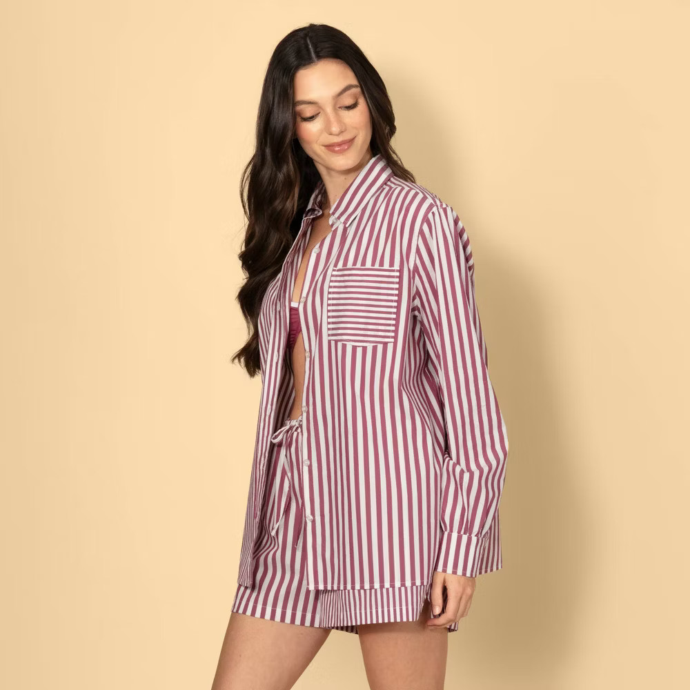 Solid & Striped Women Mid-Rise Drawstring Poplin Pull-On Shorts –