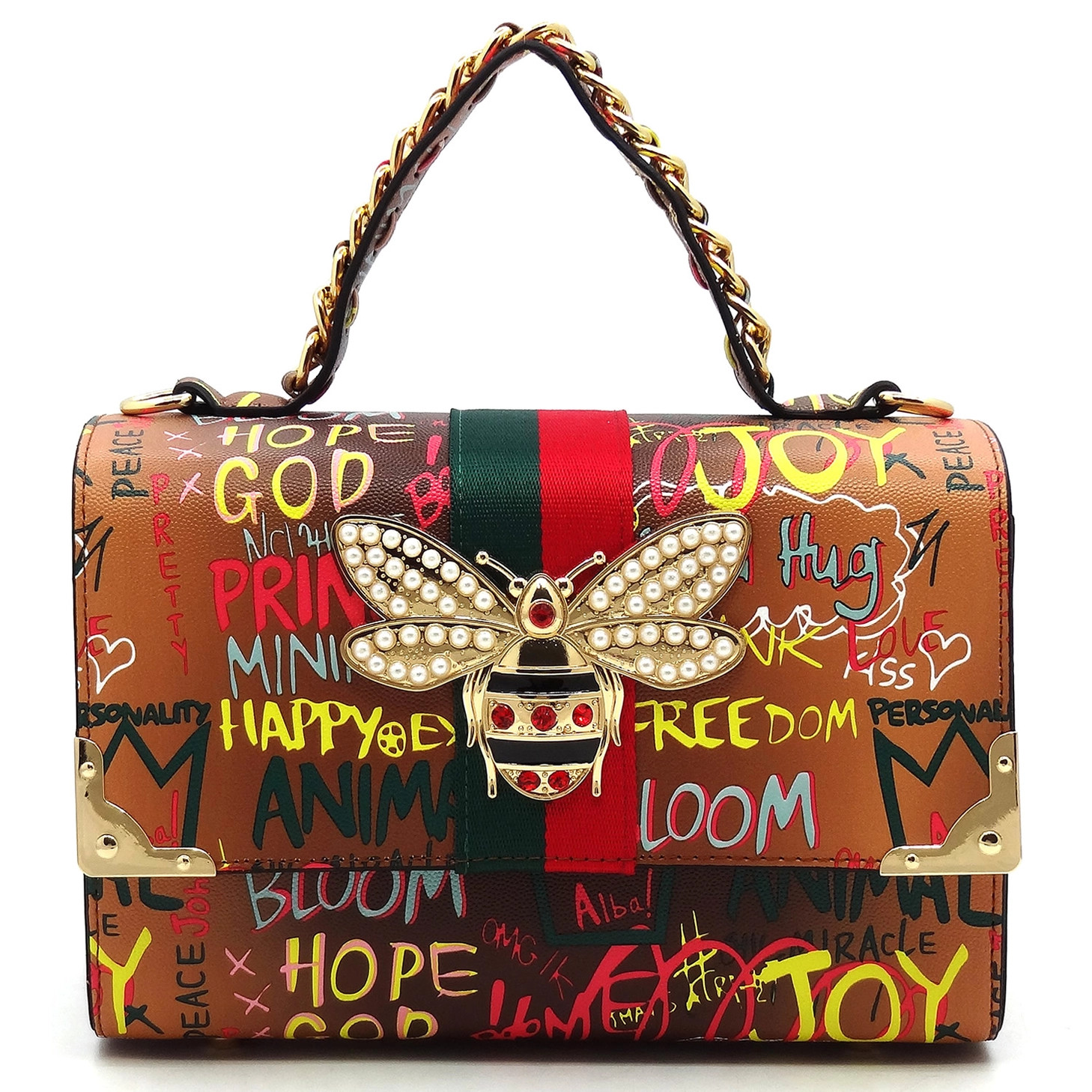 Multi Graffiti Queen Bee Stripe 2-in-1 Boxy Satchel
