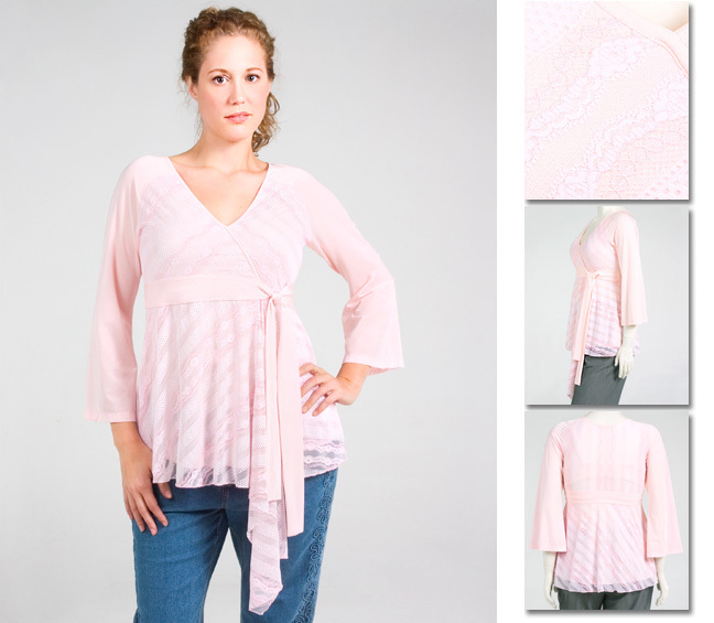 NEW! Zaftique CASCADE SURPLICE TUNIC Top PINK 0Z 1Z 5Z / 14 16 32 / L XL 1X 5X