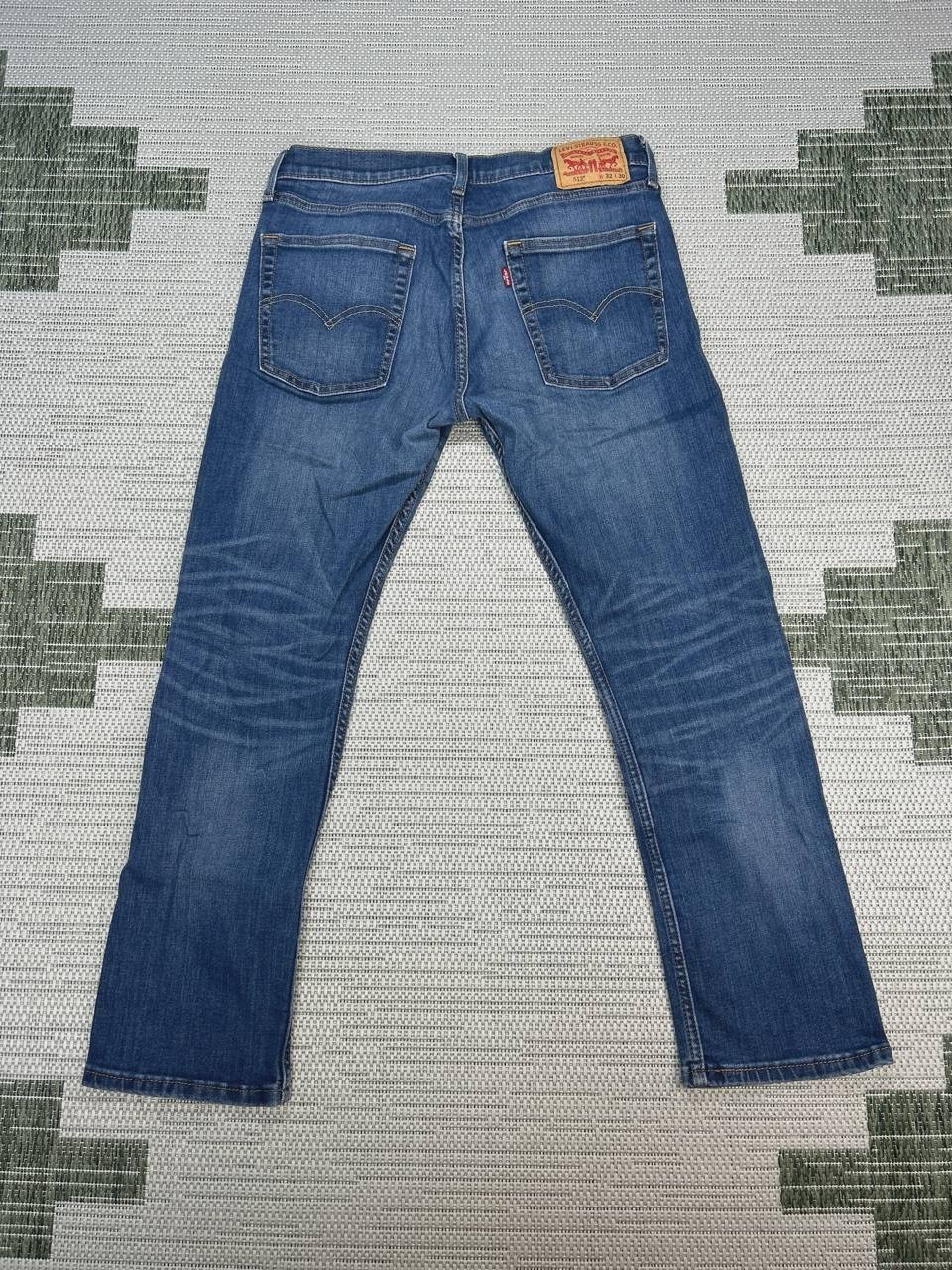 Levis 513 Slim Straight Jeans Mens 32 Blue Whiskered Denim Cotton Mid Rise 32×28