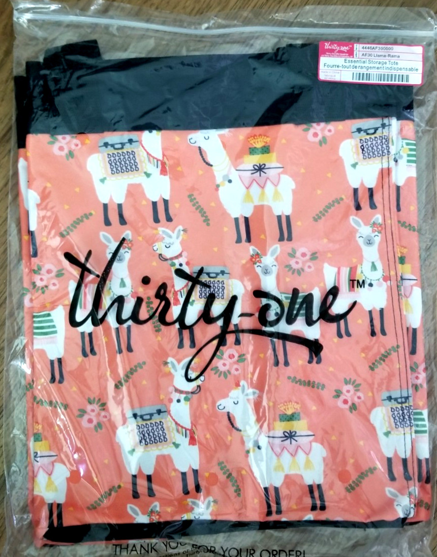 NEW! Thirty One Essential Storage Tote Black Windowpane Plaid Moosin Around 31