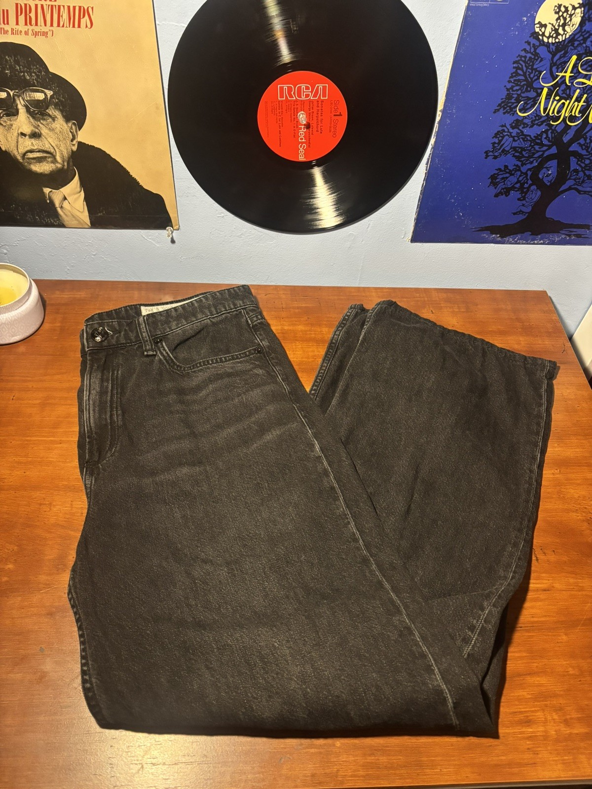 Rag & Bone Logan Mid-Rise Wide-Leg Jeans Faded Jet Black 29