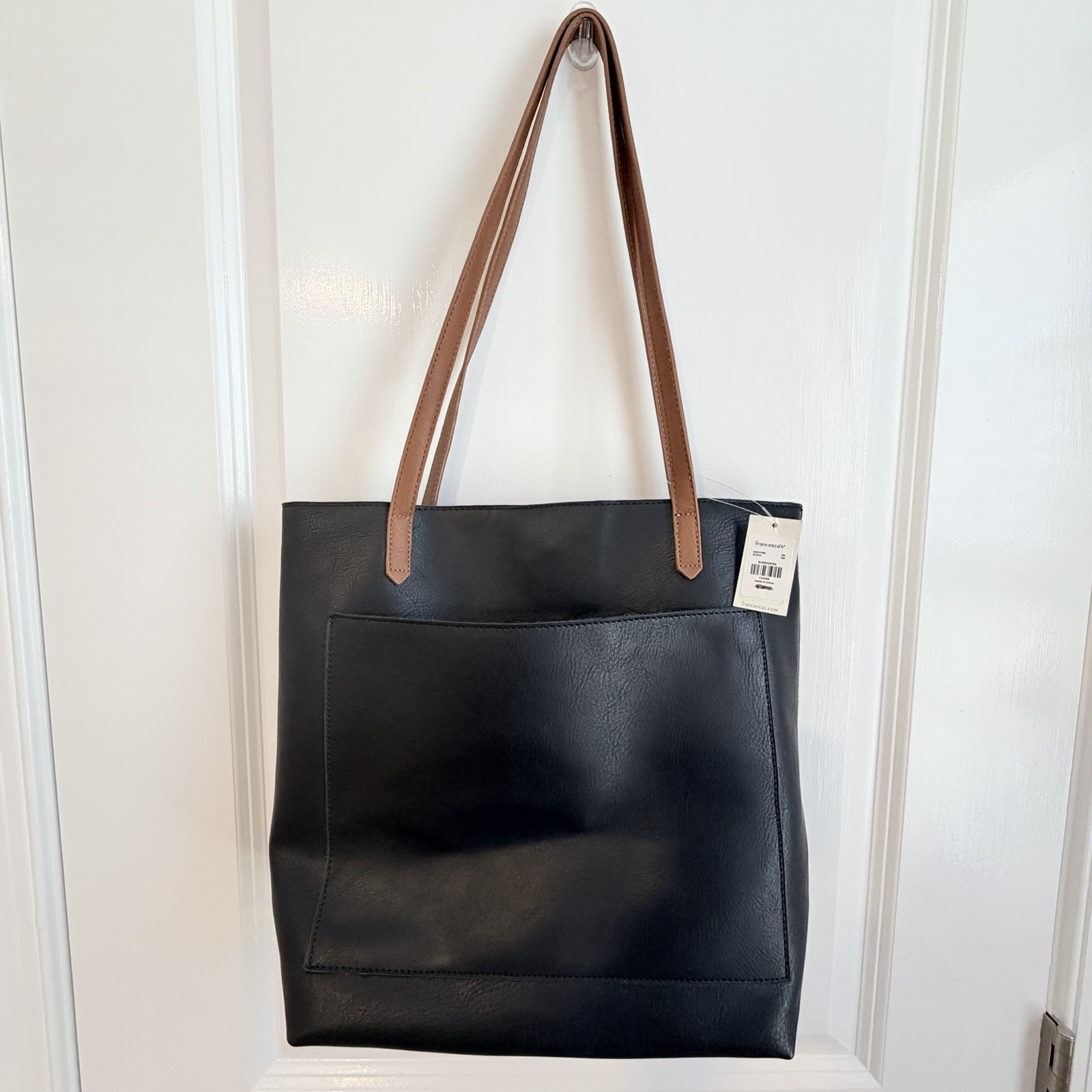 NWT Francesca’s Black Tote Bag Large Shoulder Purse w/ Crossbody Strap