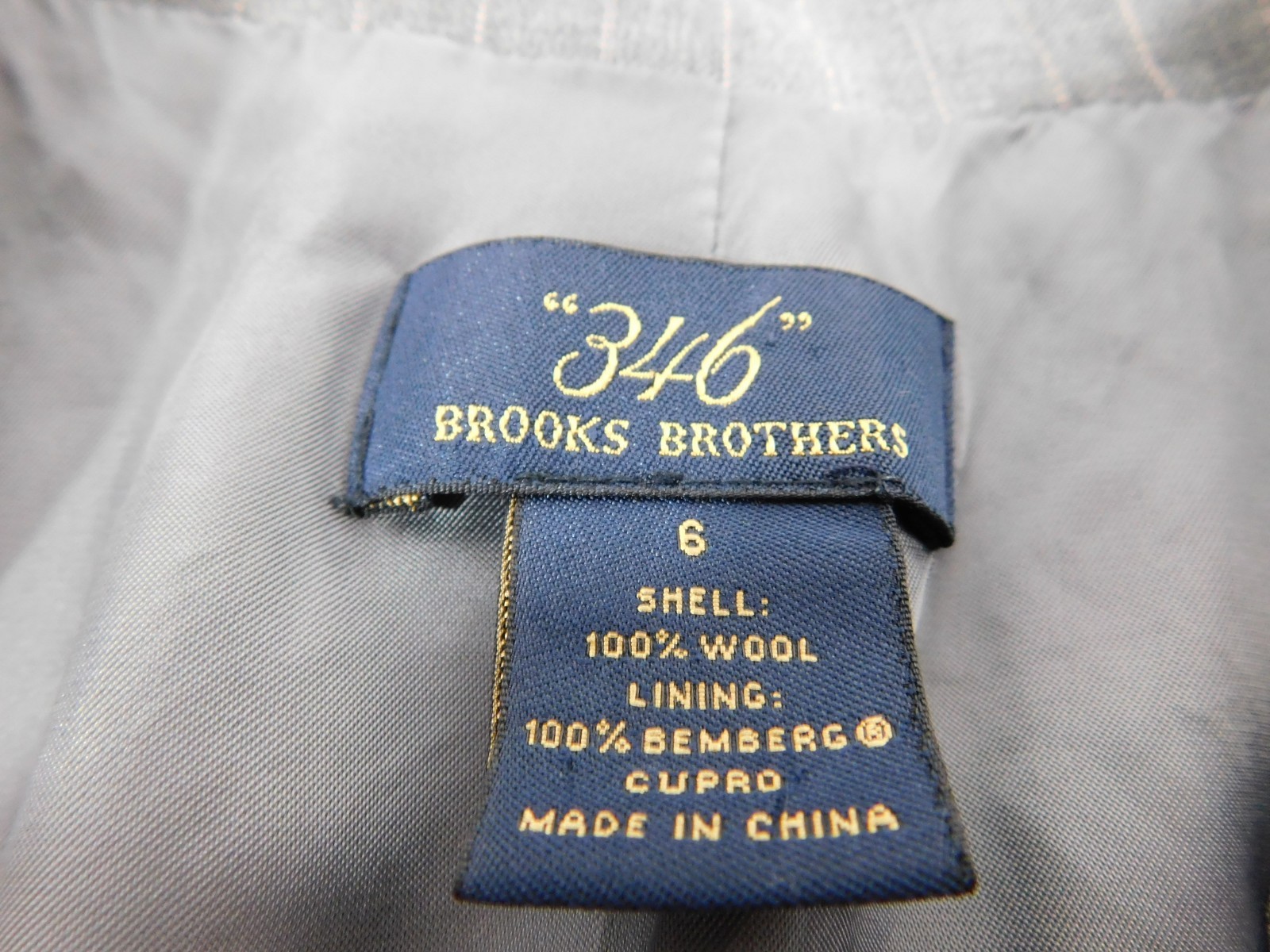Brooks Brothers “346” Women’s Gray Pinstriped Wool Blazer Bemberg Cupro Lining 6