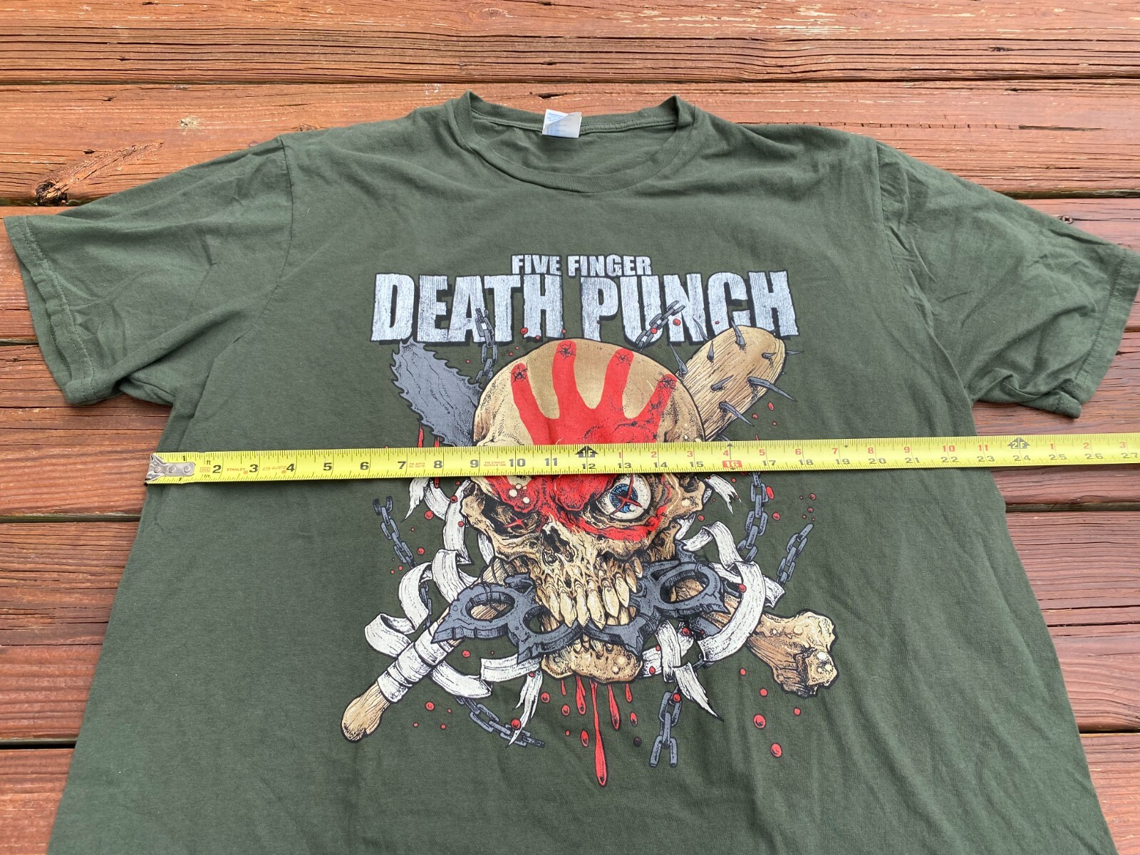Five Finger Death Punch Warhead T-Shirt Olive Green Mens Size 2XL