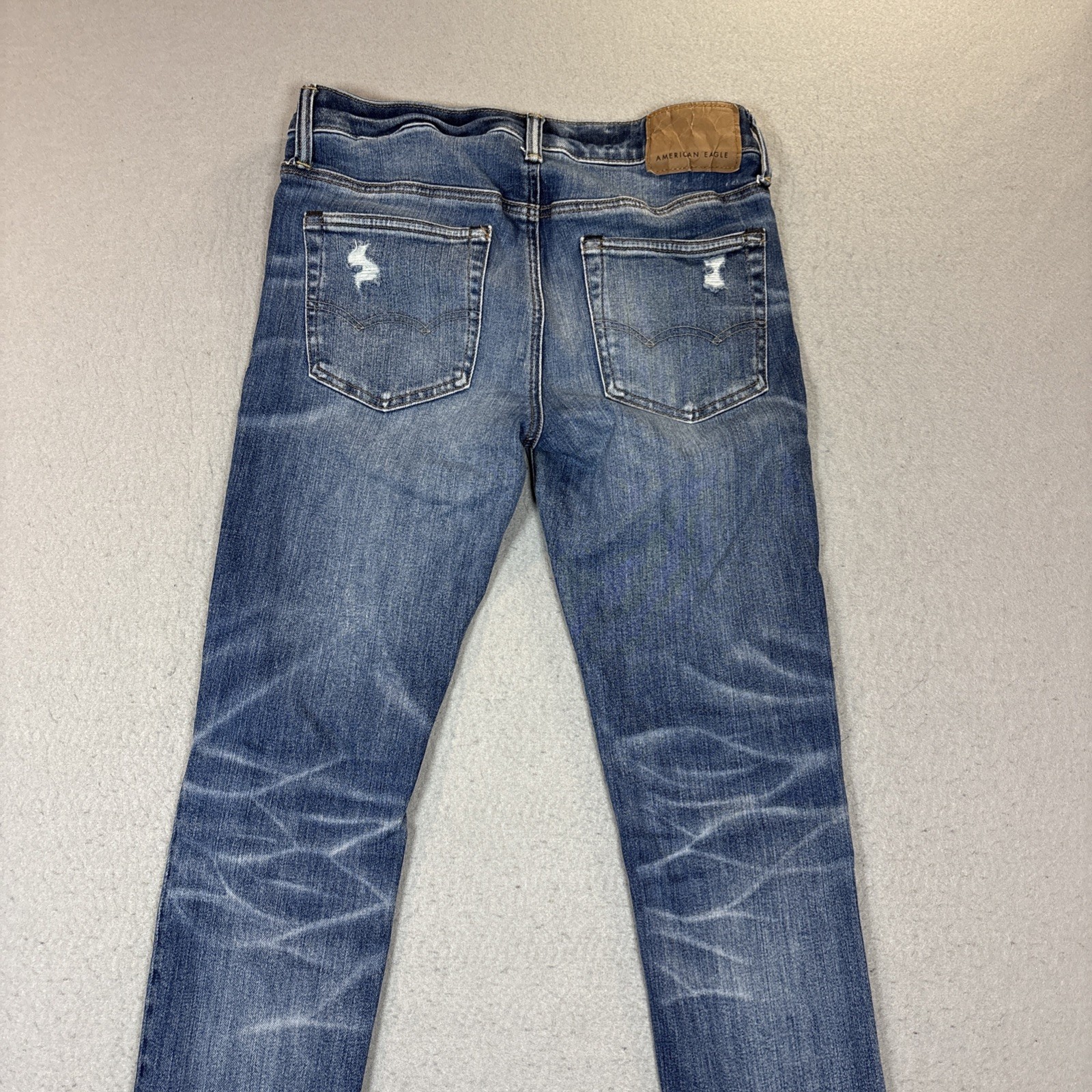 American Eagle Next Level Flex Men 30X34 Skinny Blue Medium Wash Distressed Jean