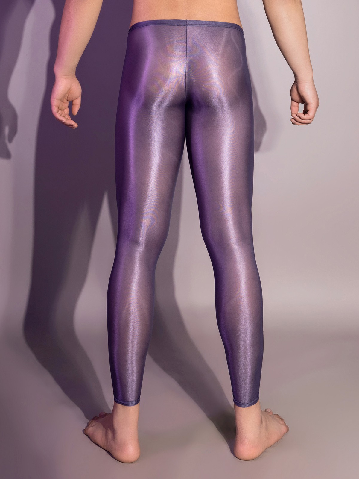 Men Glossy Long Trousers Stretch Tight Gothic Leggings Shiny Latex Leather Pant