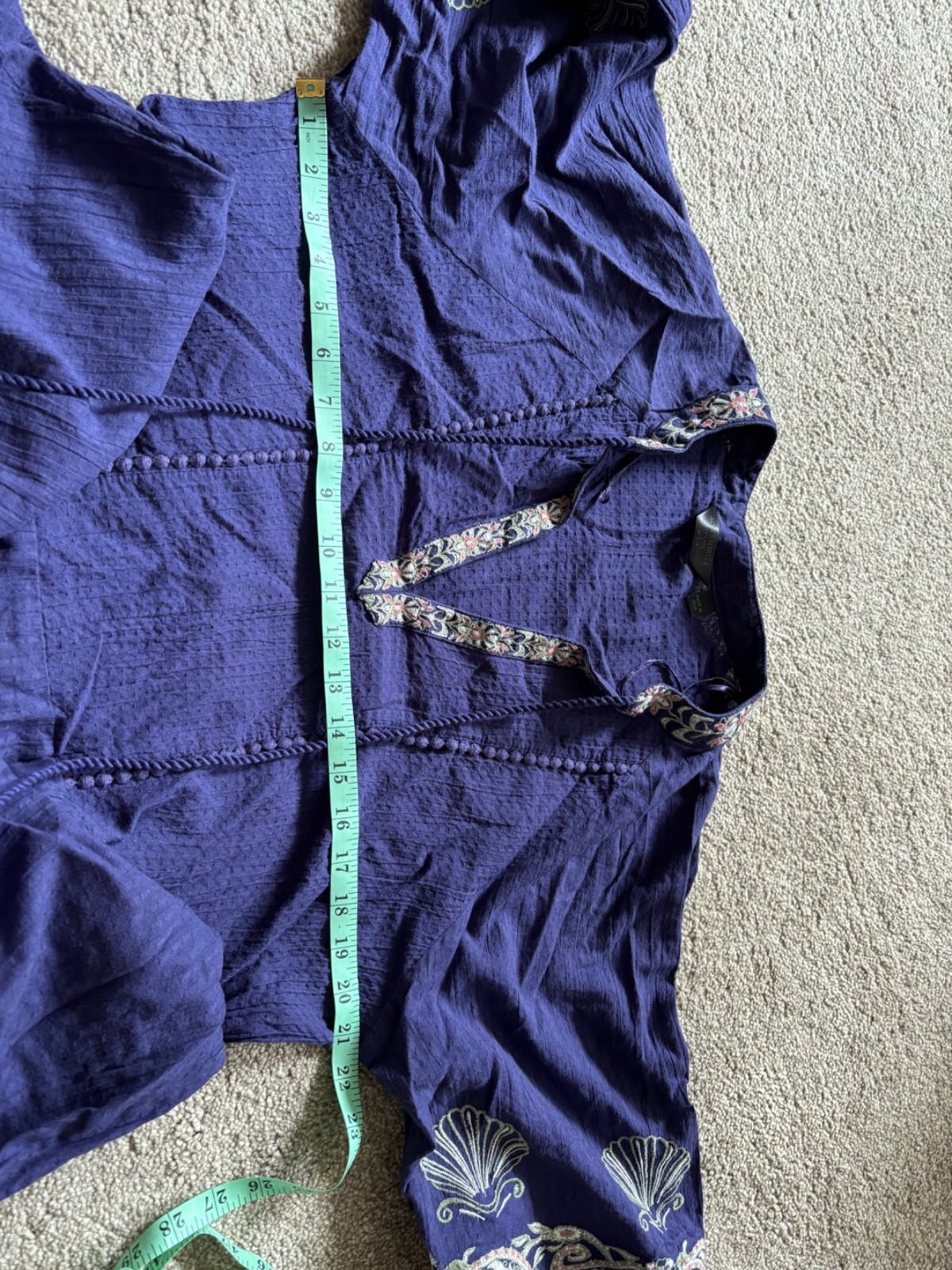 Accessorize Beach Holiday Indigo Blue Short Dress Shell Embroidery L UK 16-18