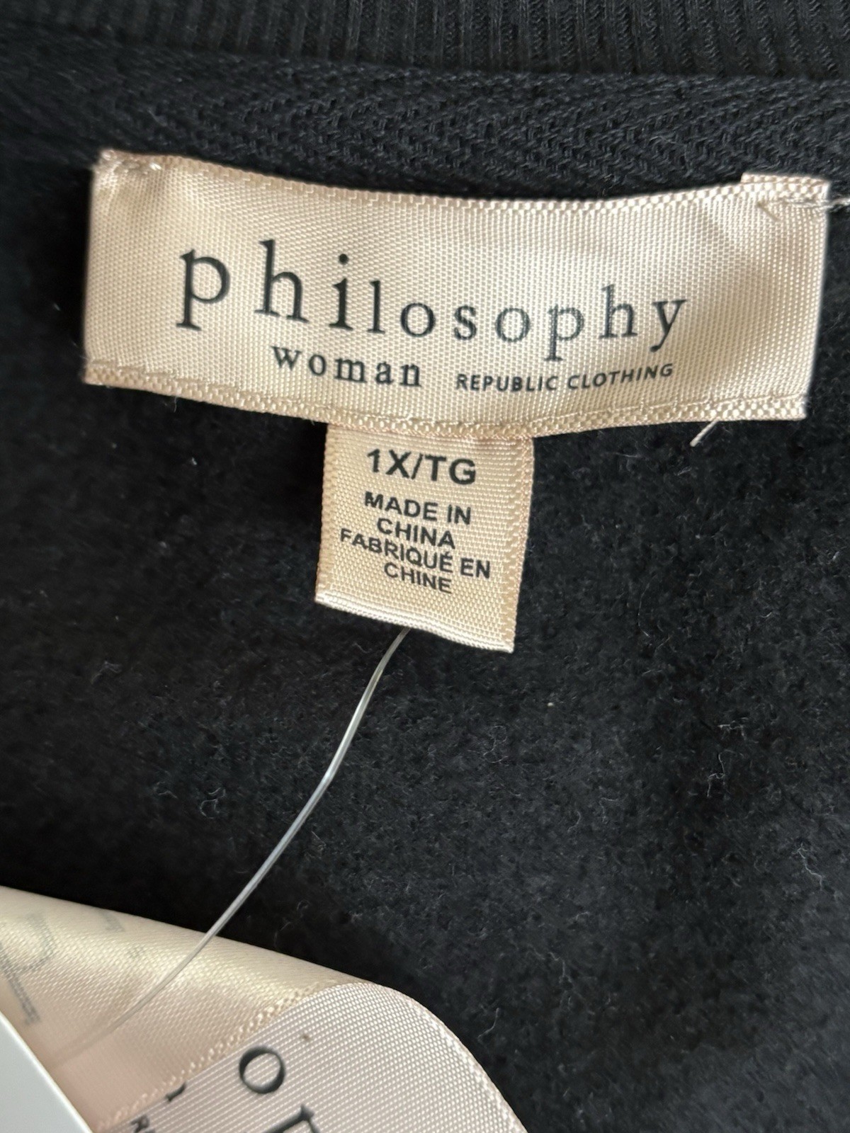PHILOSOPHY BLING FESTIVE SWEATSHIRT 1X BLACK EMBROIDERED COCKTAILS CRUISE RESORT