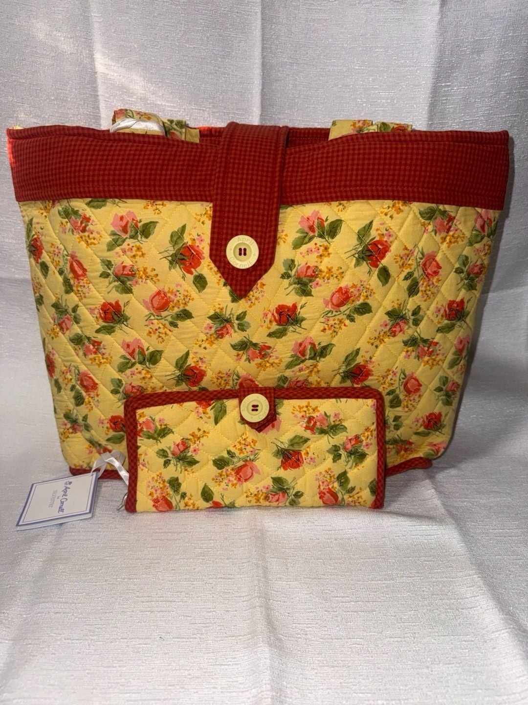 April Cornell for Silvestri Floral Quilted Tote Bag and Matching Wallet Set