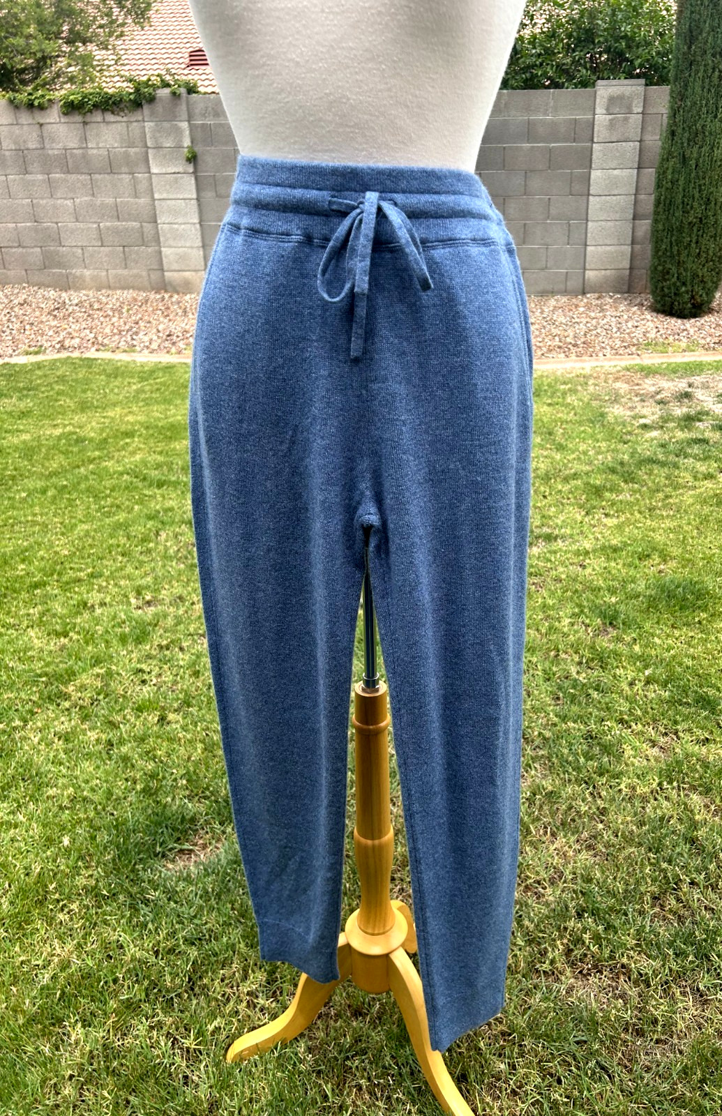 Van Winkle & Co Cashmere 2 PC Lounge Set Womens L Baltic Blue $276 Luxurious NWT