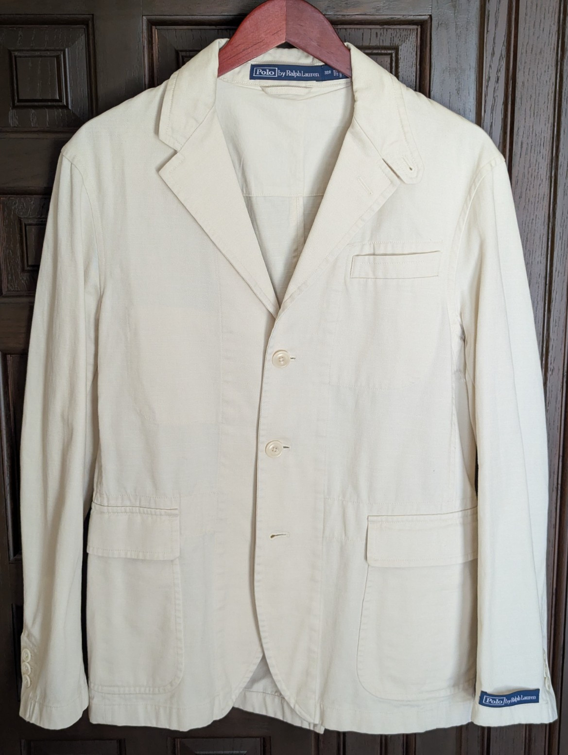 POLO RALPH LAUREN Modern Fit Washed Twill Suit Jacket, Off White, Size 38 R NWOT