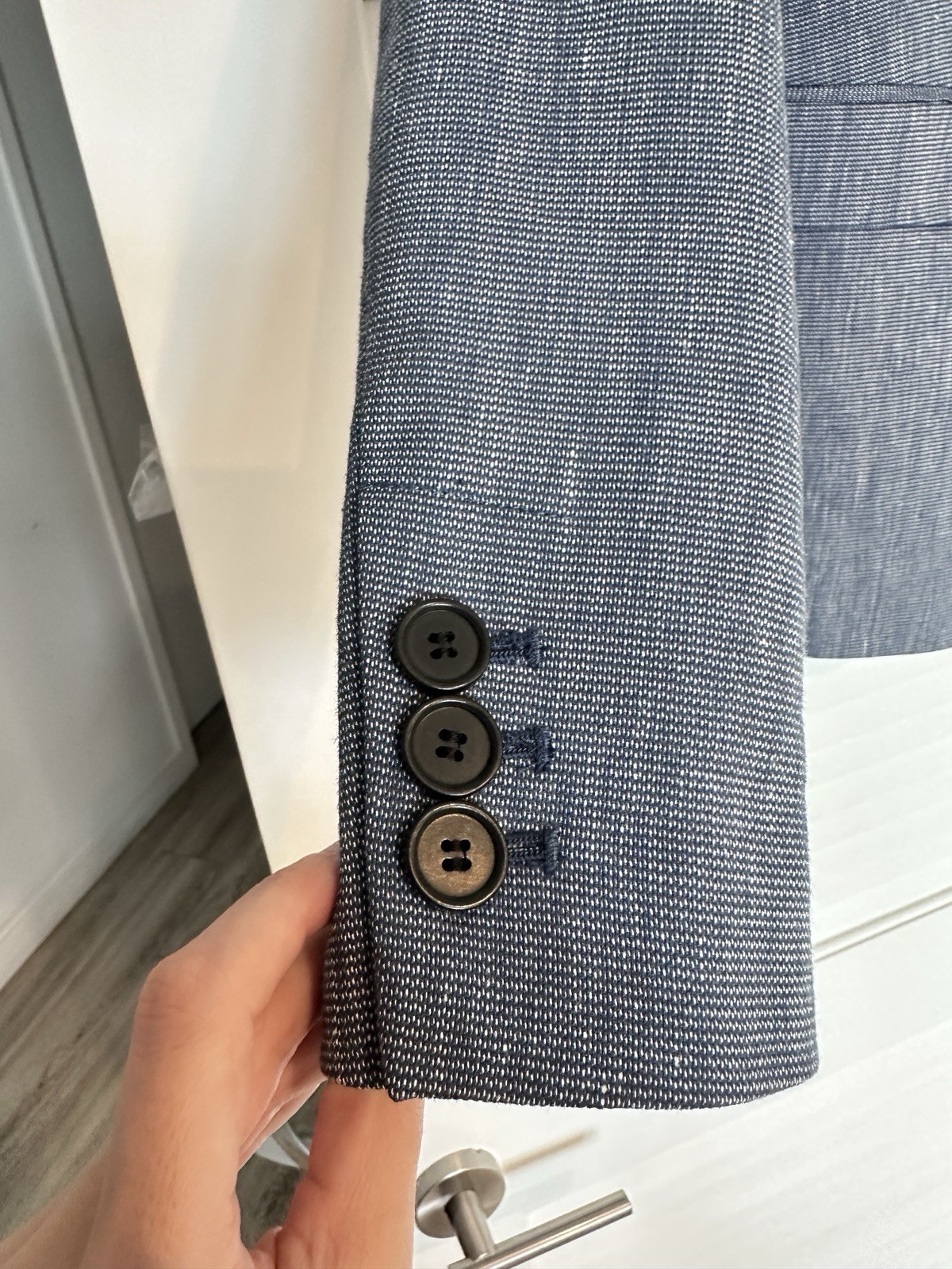 LOFT Linen Blend Classic Tailored Single Button Blazer Jacket 2