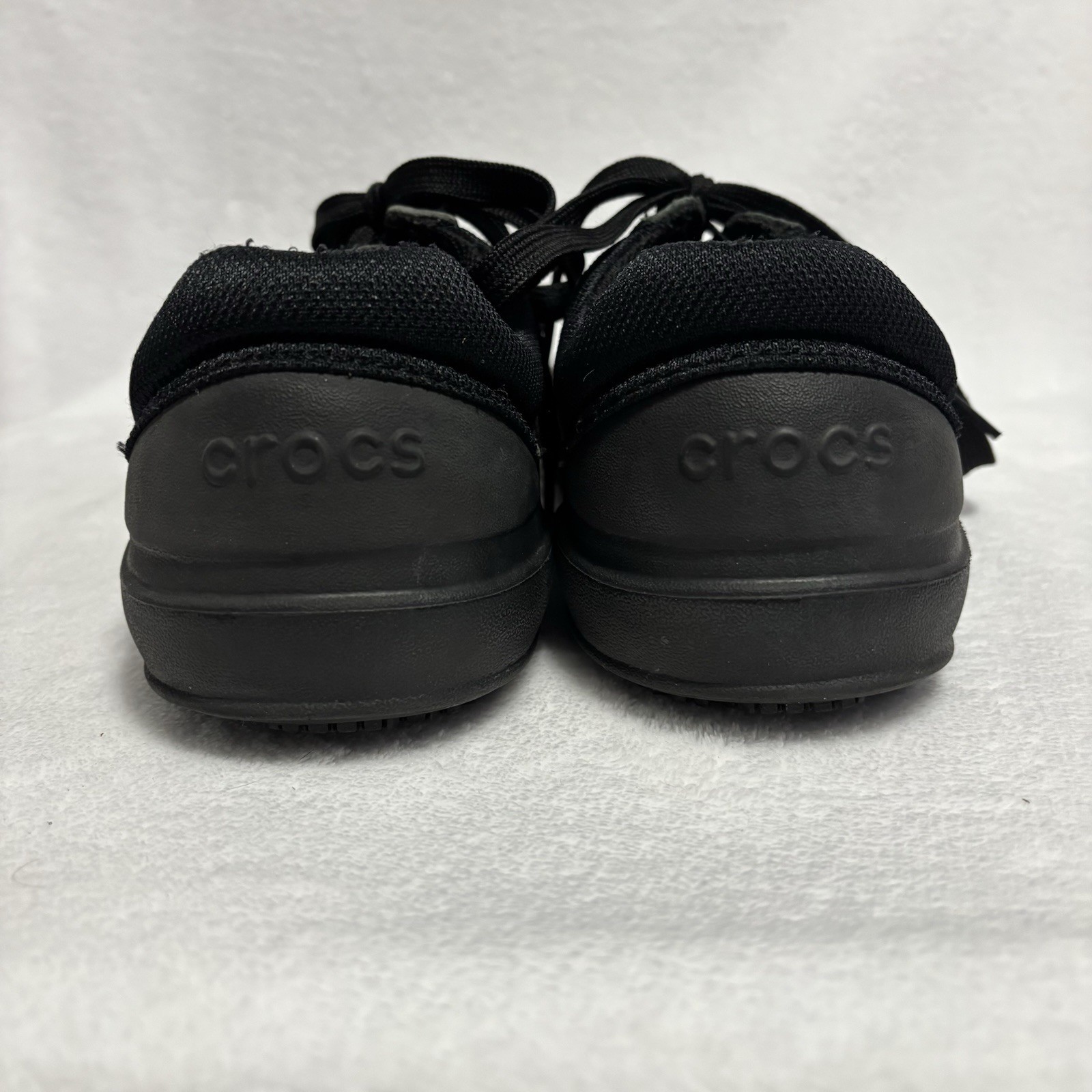 Crocs Velocity Lace Up Work Shoes Black Slip Resistant M7 W9