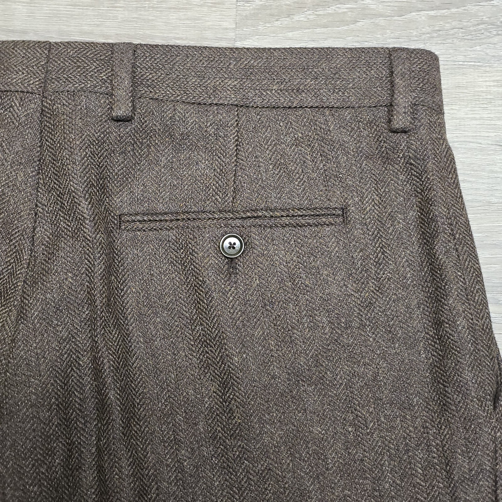 J.Crew x Moon Kenmare Tweed Pants 36×32 Brown Herringbone Worsted Wool Trouser