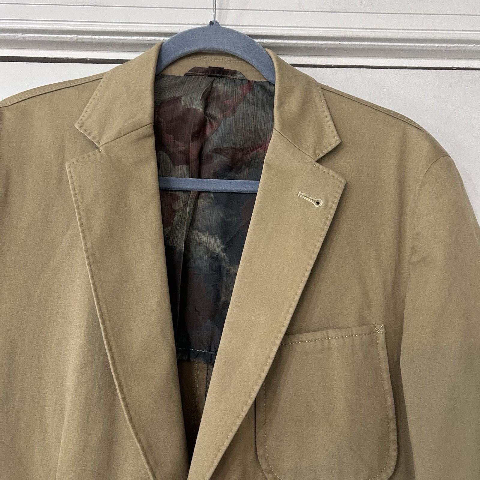 Kroon HARRISON Unstructured Summer Blazer 38R Khaki Tan Cotton Stretch Casual VG