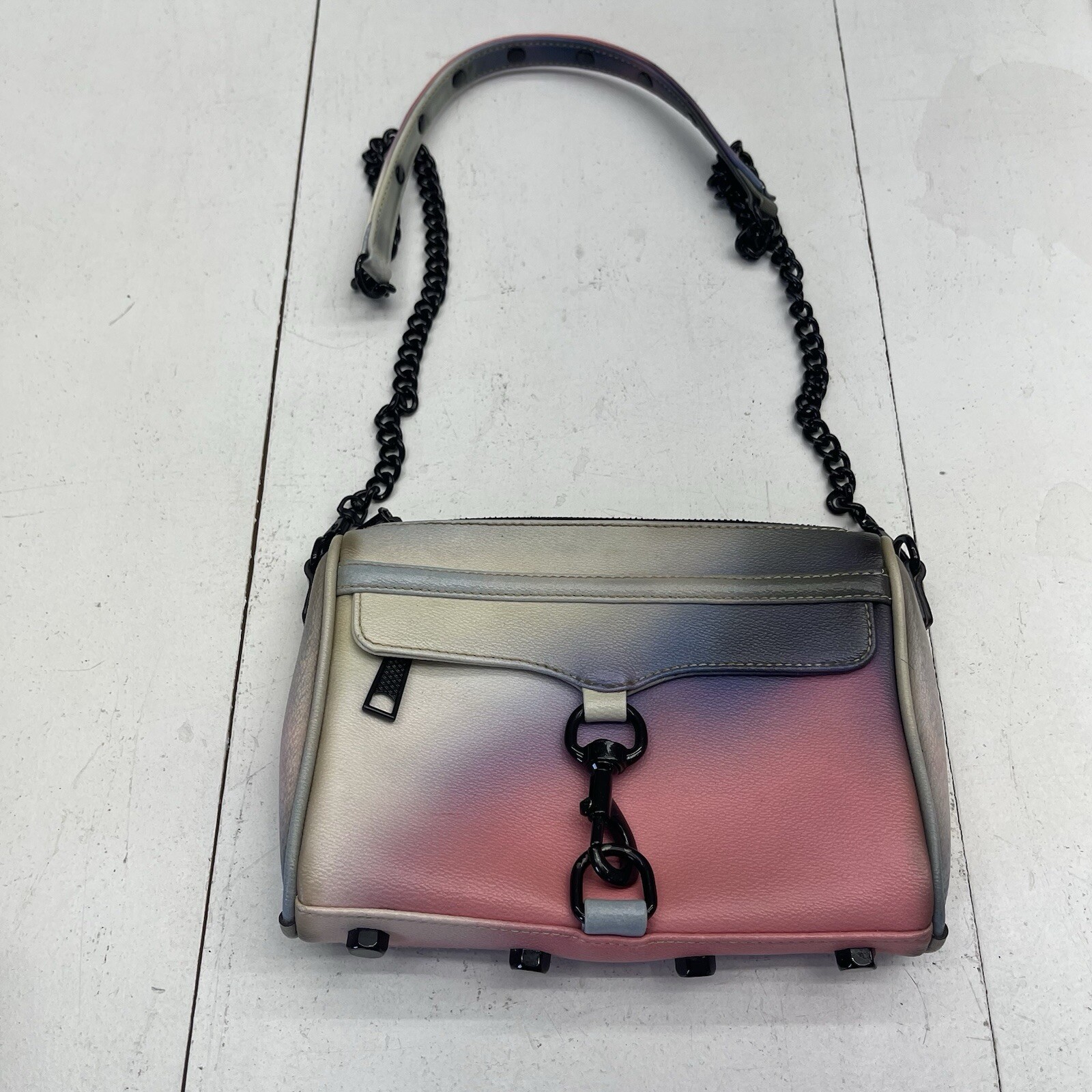 Rebecca Minkoff Mini Mac Pink Blue Graffiti Chain Crossbody Purse