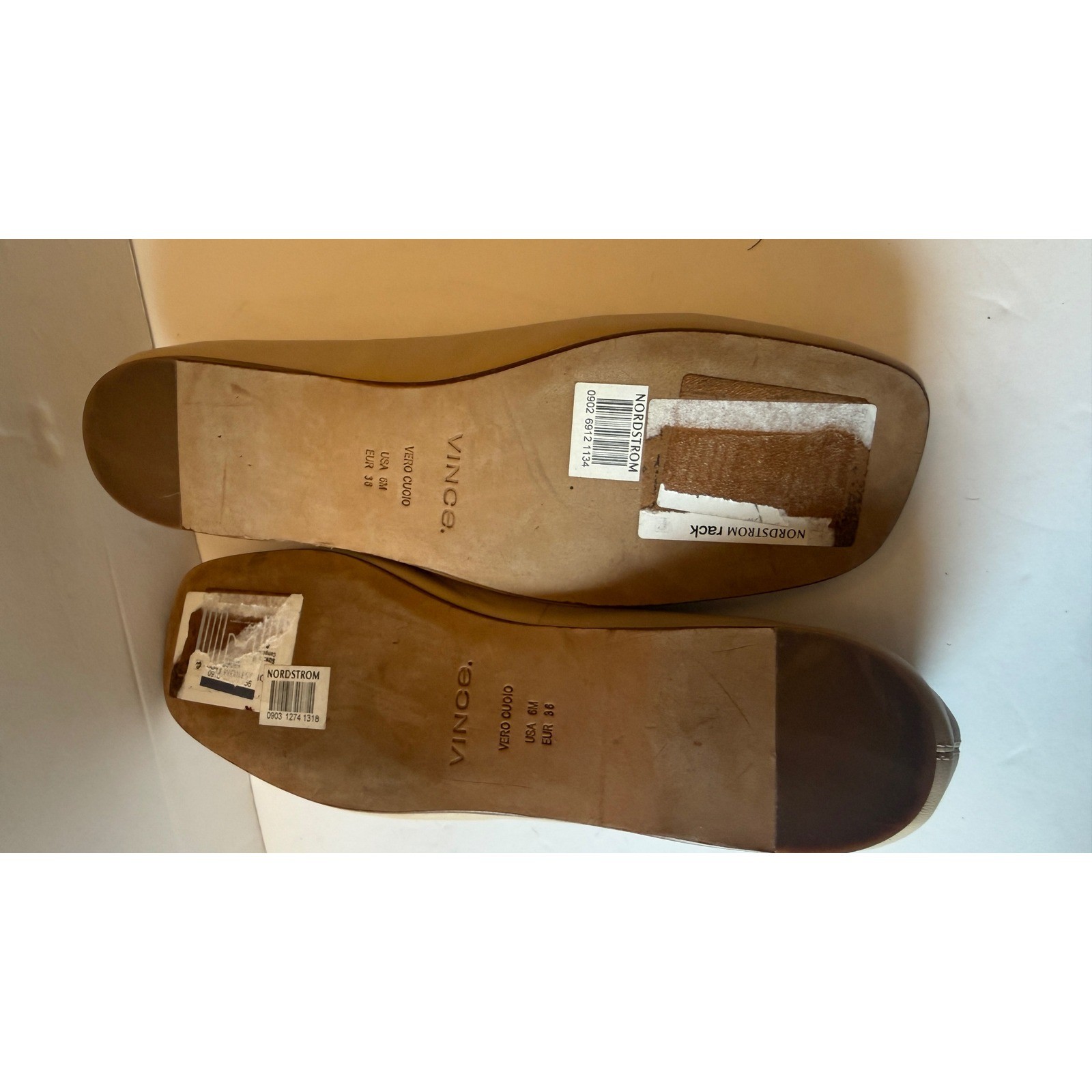 Vince Womens Leah Square Toe Leather Ballet Flats Beige Nude 6 US EUR 36