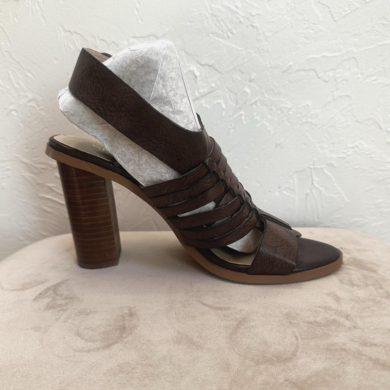 Charles by Charles David JEEZE Brown Leather Slingback Sandal Chunky Heels Sz. 7