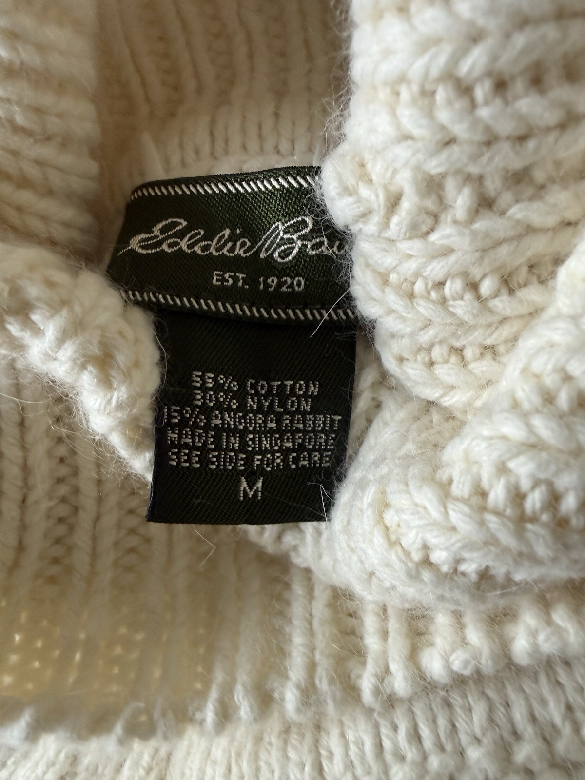 EDDIE BAUER IVORY WOOL CREW SWEATER SIZE M