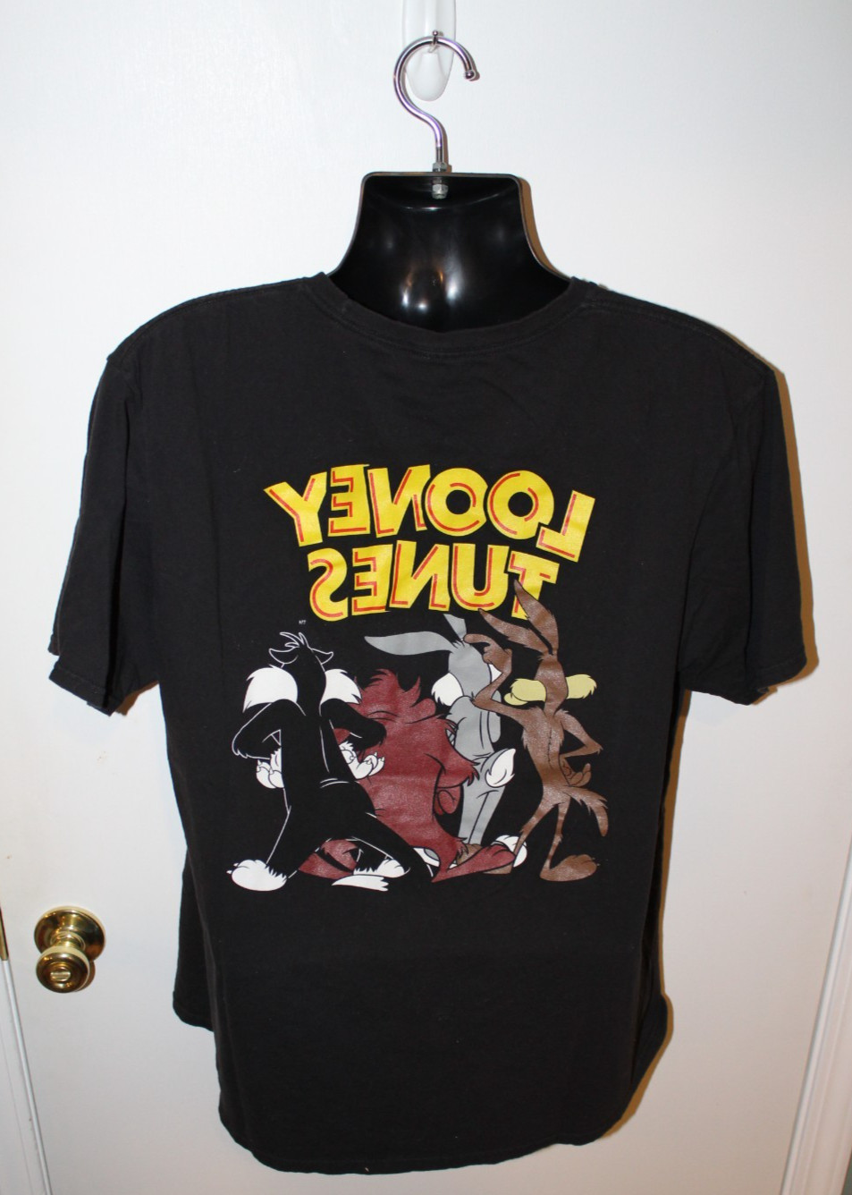 Looney Tunes Black T-Shirt Double Sided Graphic Bugs Bunny Taz Sylvester – XL