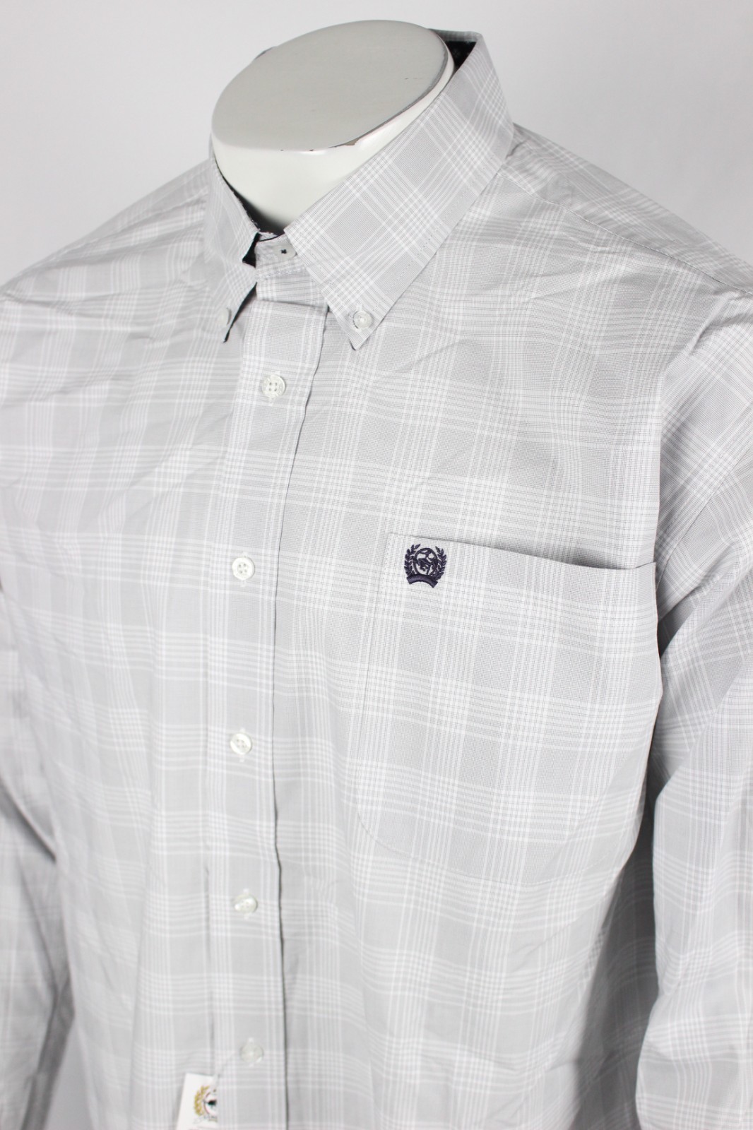 Cinch Men’s Classic Fit Button Shirt Long Sleeve White Gray Plaid MTW1105858