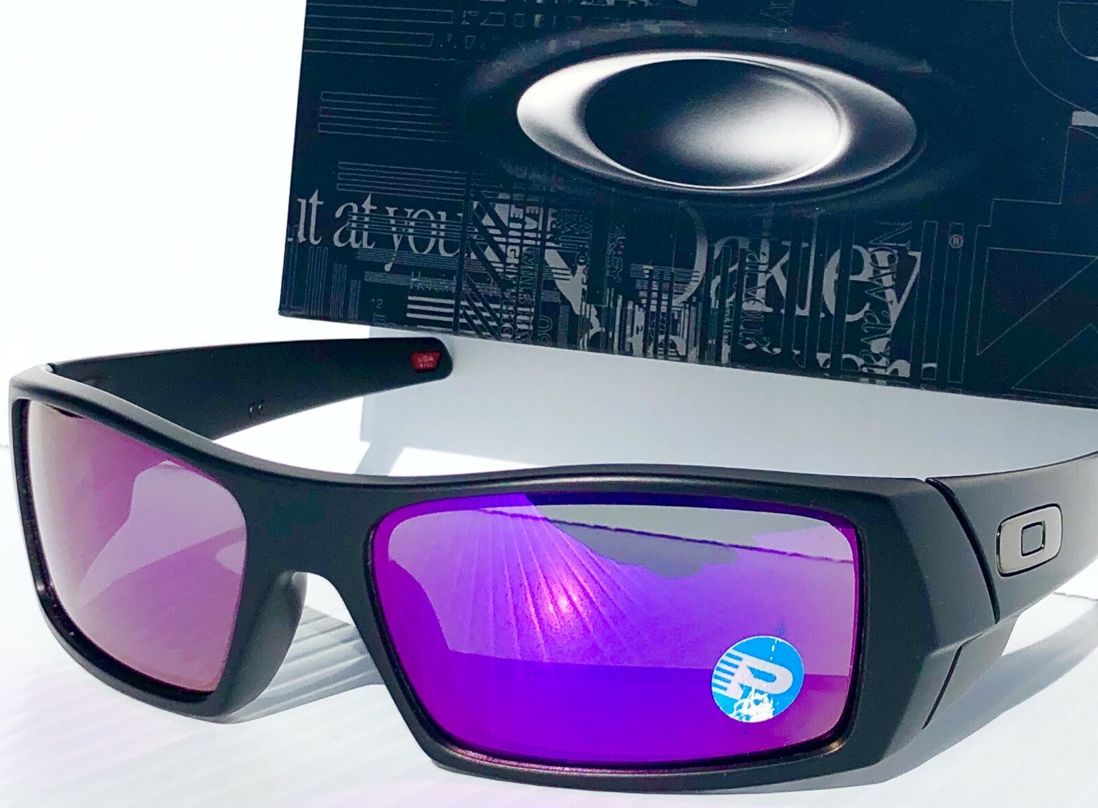 NEW* OAKLEY GASCAN Matte BLACK POLARIZED Galaxy Purple Violet Sunglass 9014