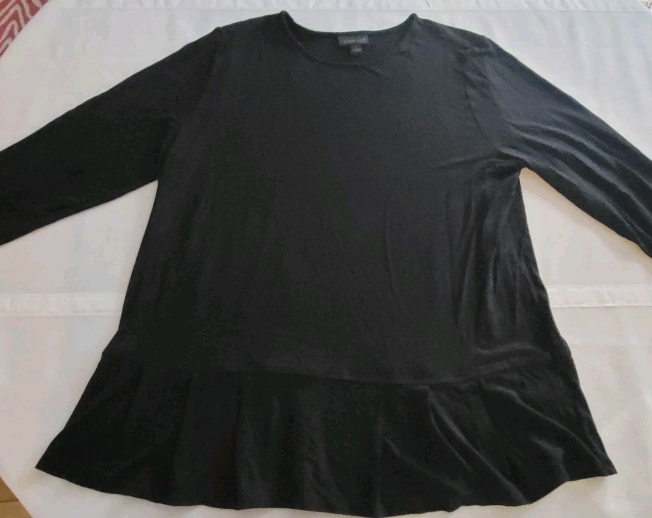 J.Jill Wearever Collection Medium Black Knit Peplum Top Long Sleeve Stretch Tee