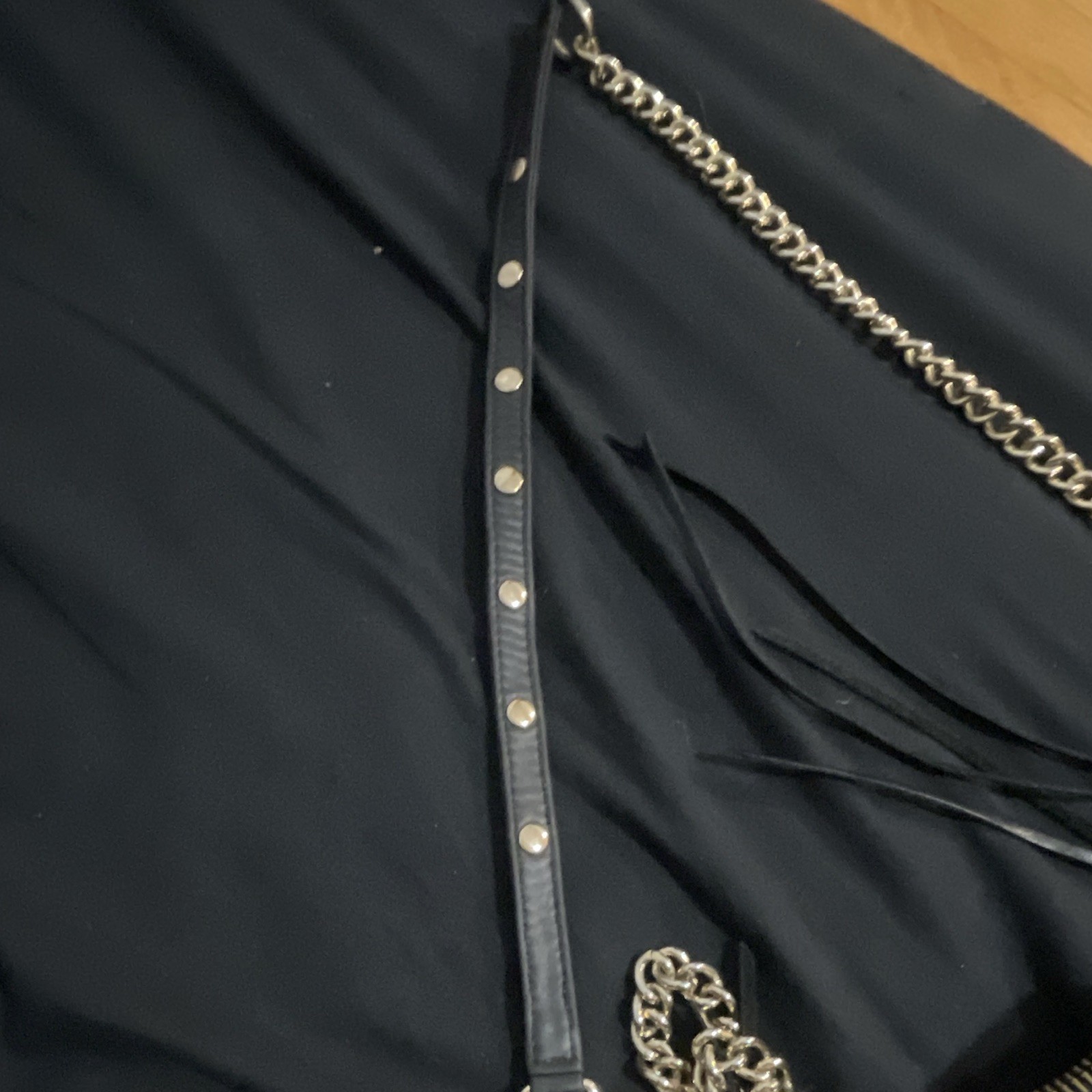Rebecca Minkoff Black Triple Zip Crossbody Bag Chain Strap Gold Hardware