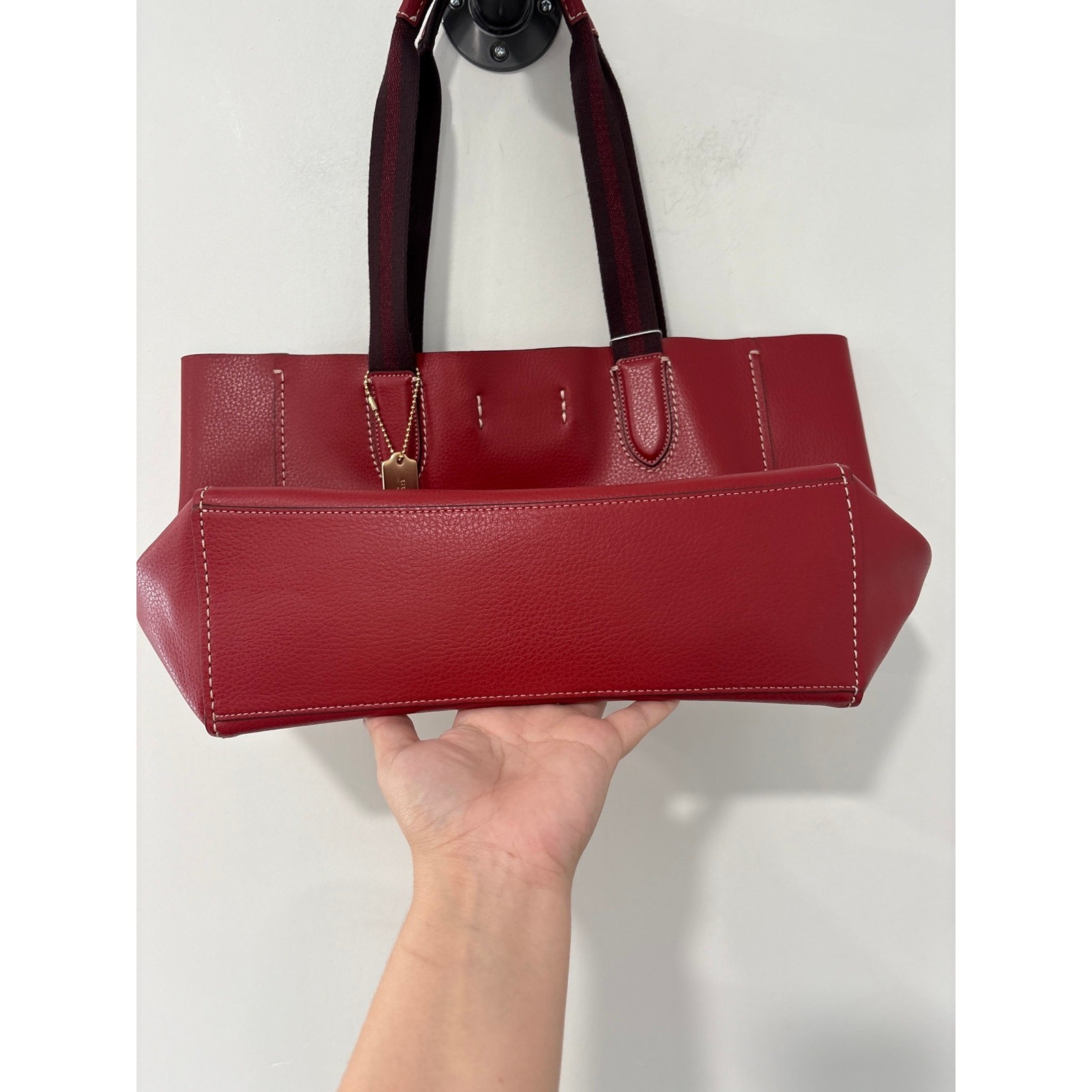 Coach Leather Derby Tote Bag Red