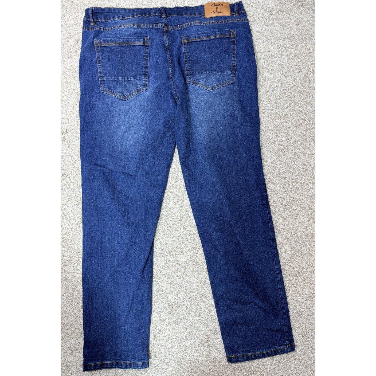 Stitches & Rivets Denim Jeans Mens 40 x 31 Blue Straight Leg Stretch Workwear
