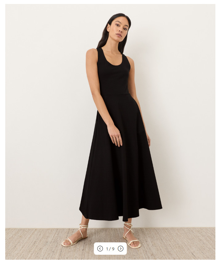 PACT Organic Fit & Flare Open Back Maxi Dress Black