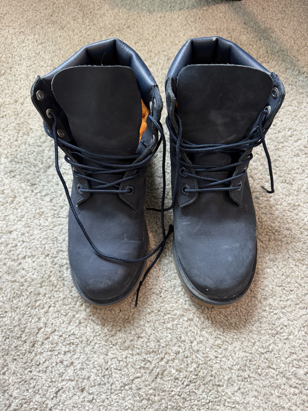Timberland Men’s Black Leather Lace-Up Ankle Work Boots Rubber Lug Sole 6