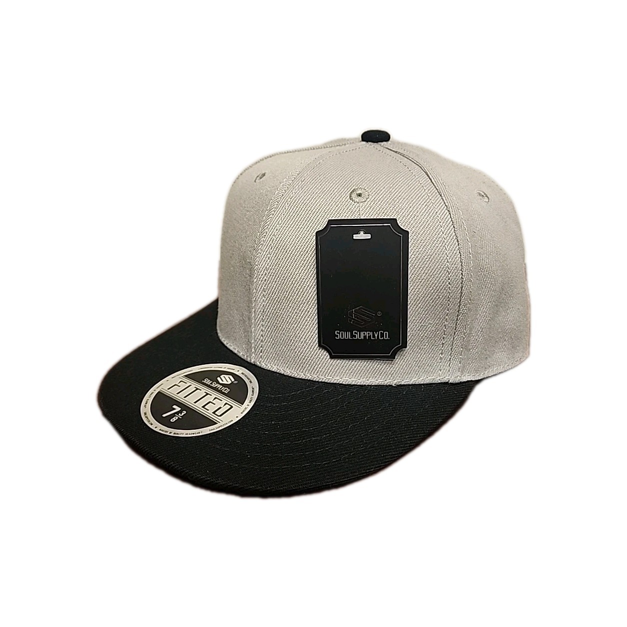 Premium Fitted Flat Bill Baseball Hat Blank Solid Color Structured Cap All Sizes
