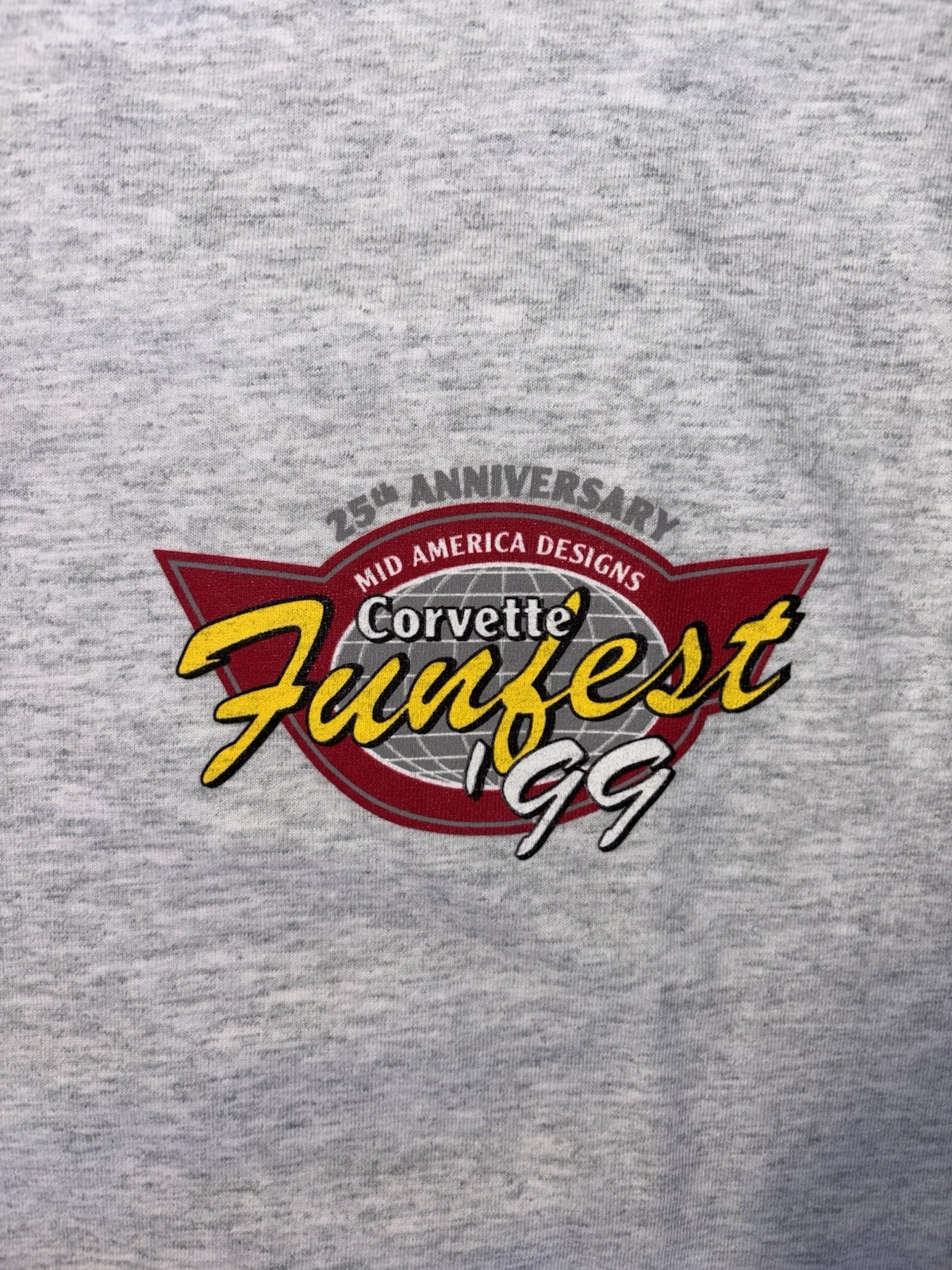 Vtg Chevy Corvette Classic Cars FunFest 25th Anniversary Flames 90s Tshirt Sz XL