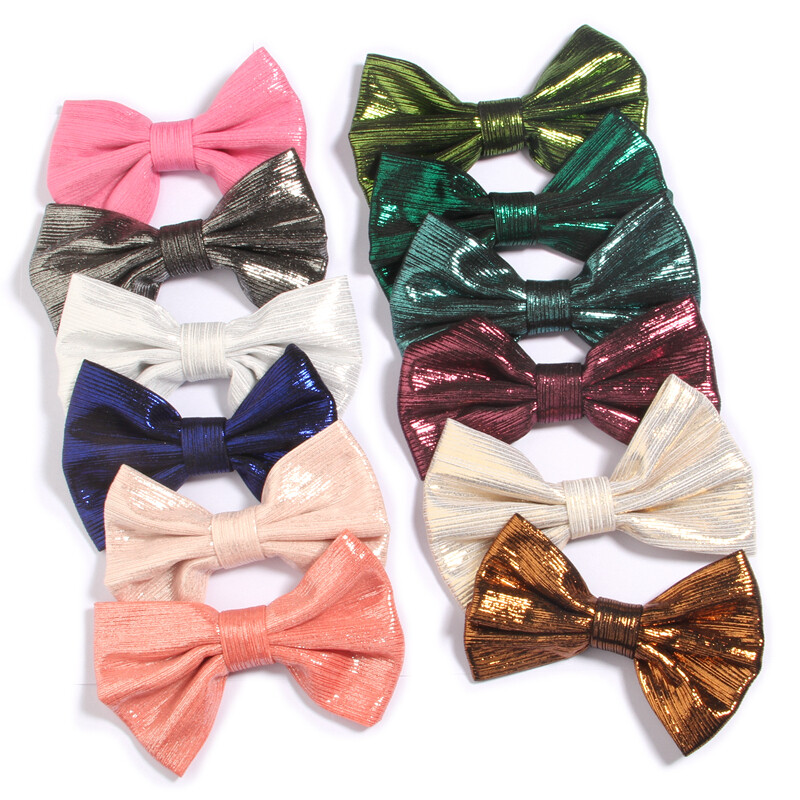 50Pcs 10cm 3.9″ Metallic Hair Bows for Hair Accesorries Boutique Hair Ties