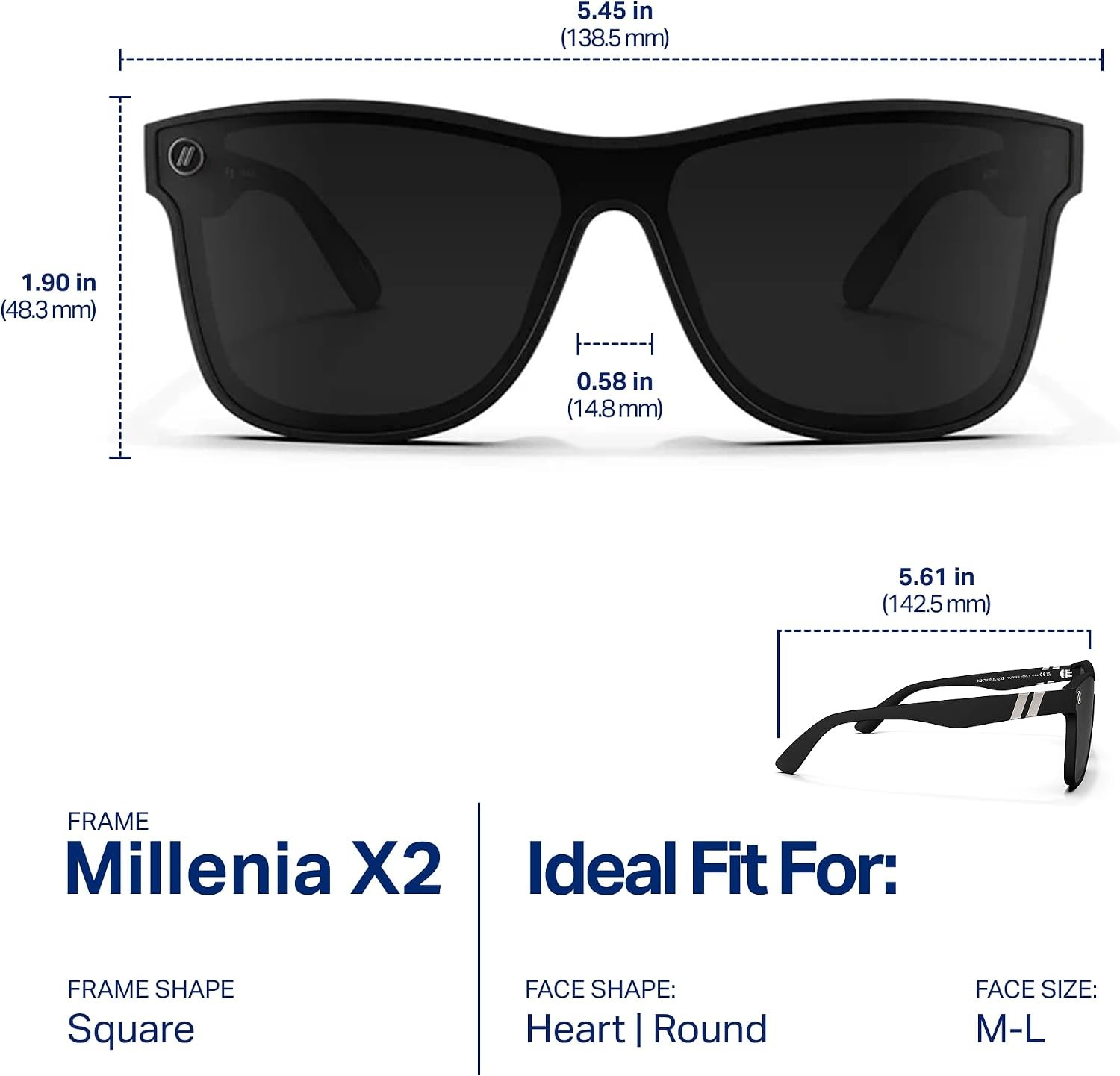 Millenia X2 Polarized Sunglasses Flat Mirrored Lens UV400 Protection Men Women