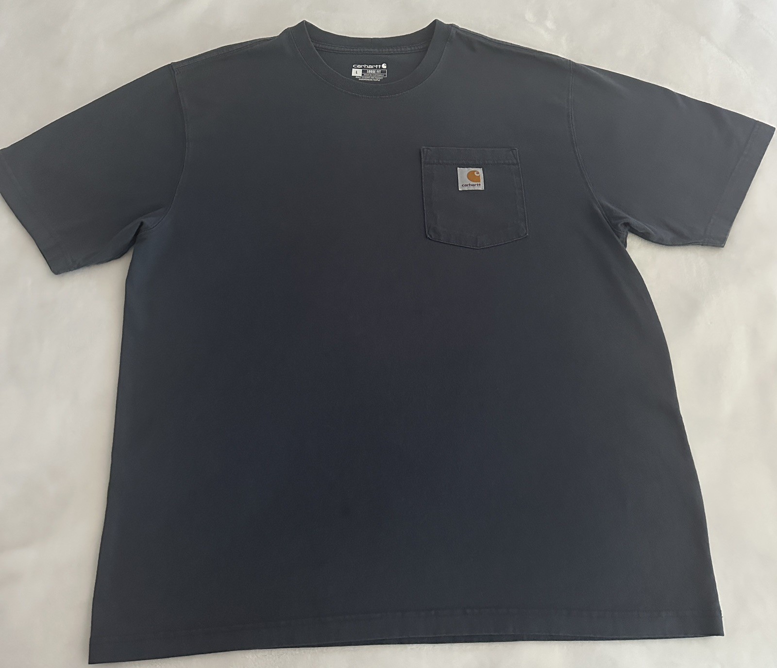 Carhartt Pocket T-Shirt Mens Large Blue Loose Fit Short Sleeve Workwear