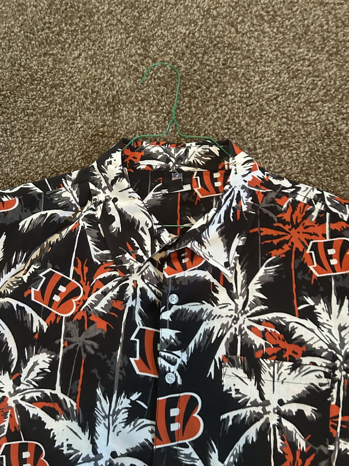 CINCINNATI BENGALS HAWAIIAN SHIRT CLASSIC LOGO VINTAGE STYLE SZ : XXL 2XL