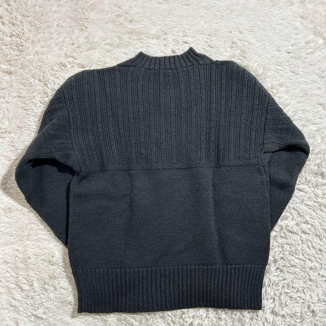 Two Moon Black Half-Zip Sweater Size M Ribbed Knit