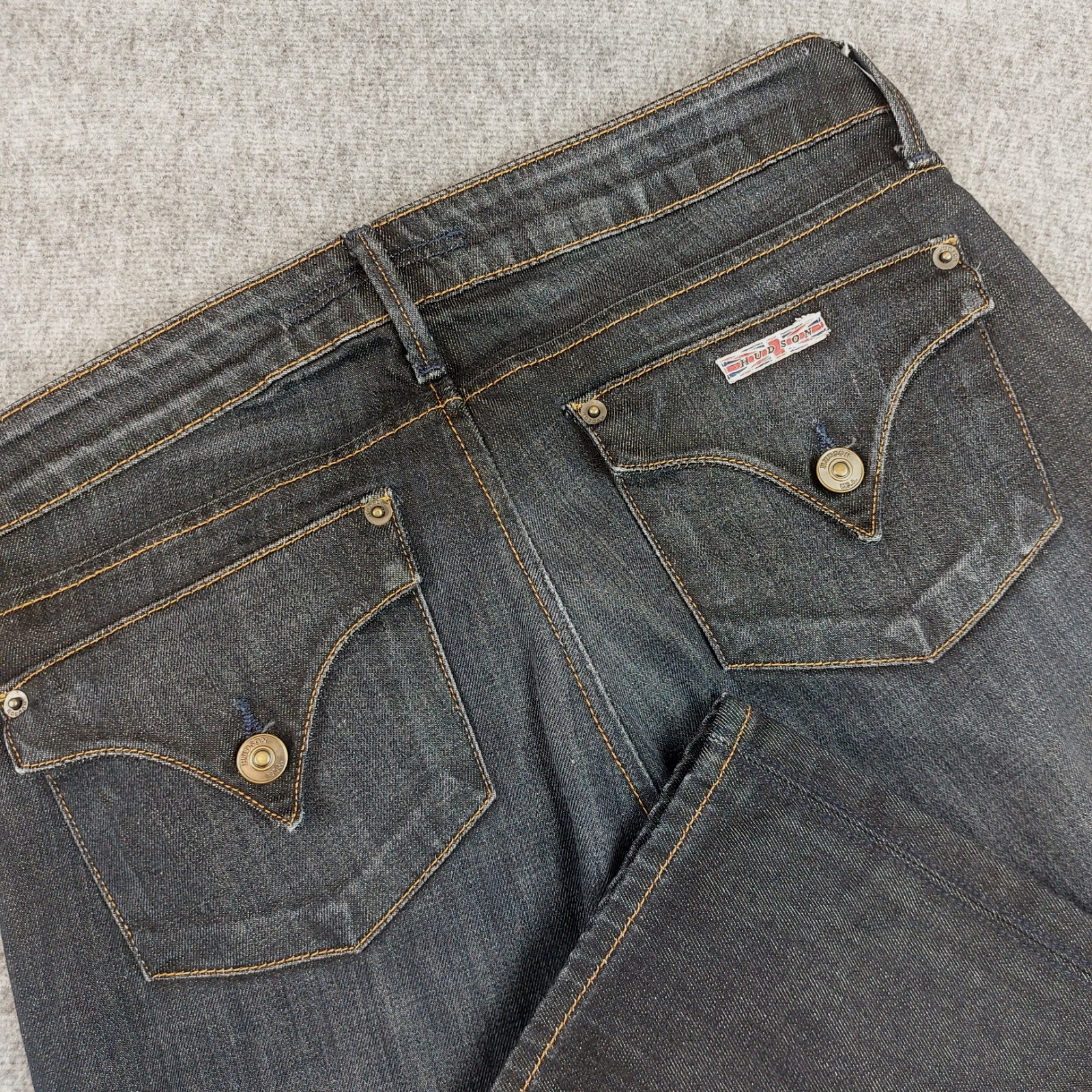 Hudson Women’s 28 (30×34) Carly Flap Straight Jeans Blue Low Rise Stretch Denim