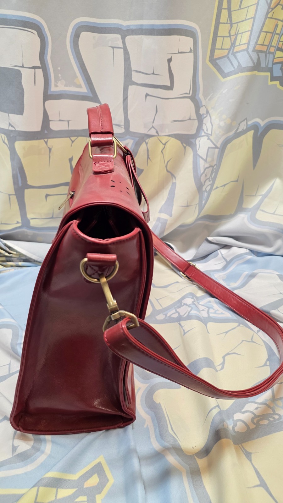 ECOSUSI Vegan Leather Laptop Bag Briefcase Crossbody Messenger Bag Red