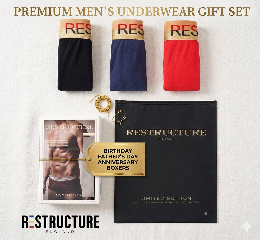 Organic Bamboo Mens Boxer Trunks 3 Pack Breathable Soft Underwear – Medium