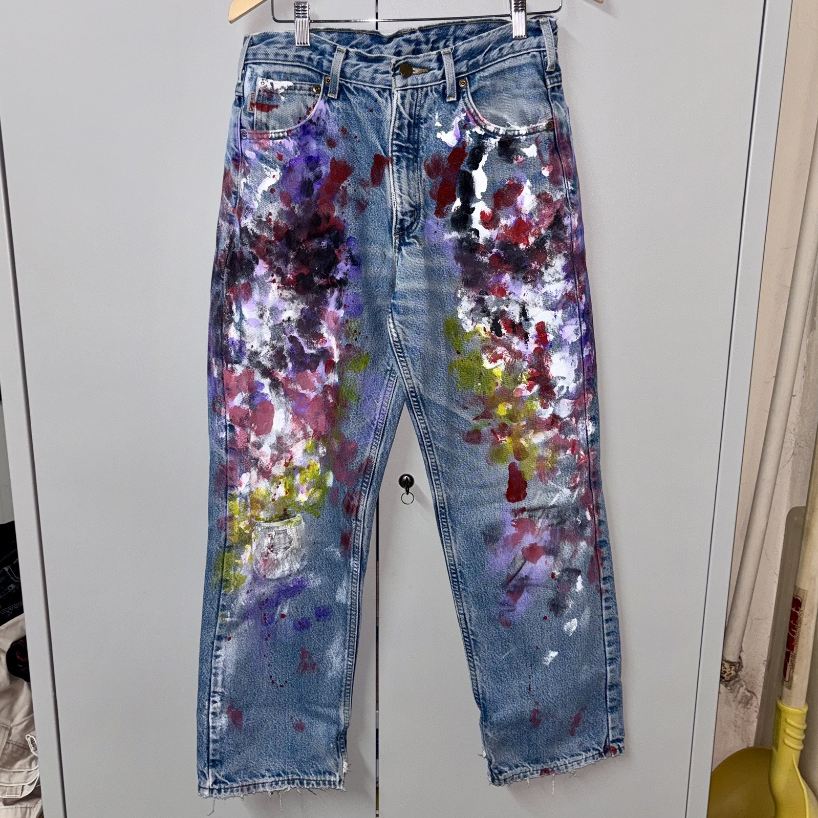 Vintage Carhartt Painter Jeans 30×30 Distressed Paint Splatter Denim