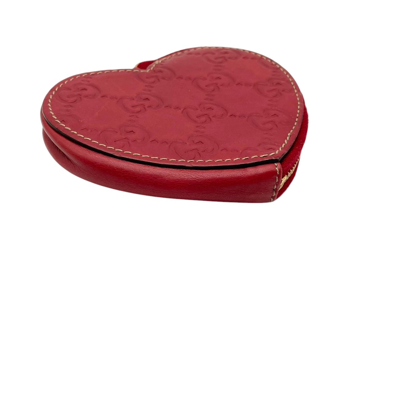 Authentic GUCCI Lovely Heart Guccissima Leather Coin Case Red Compact Purse