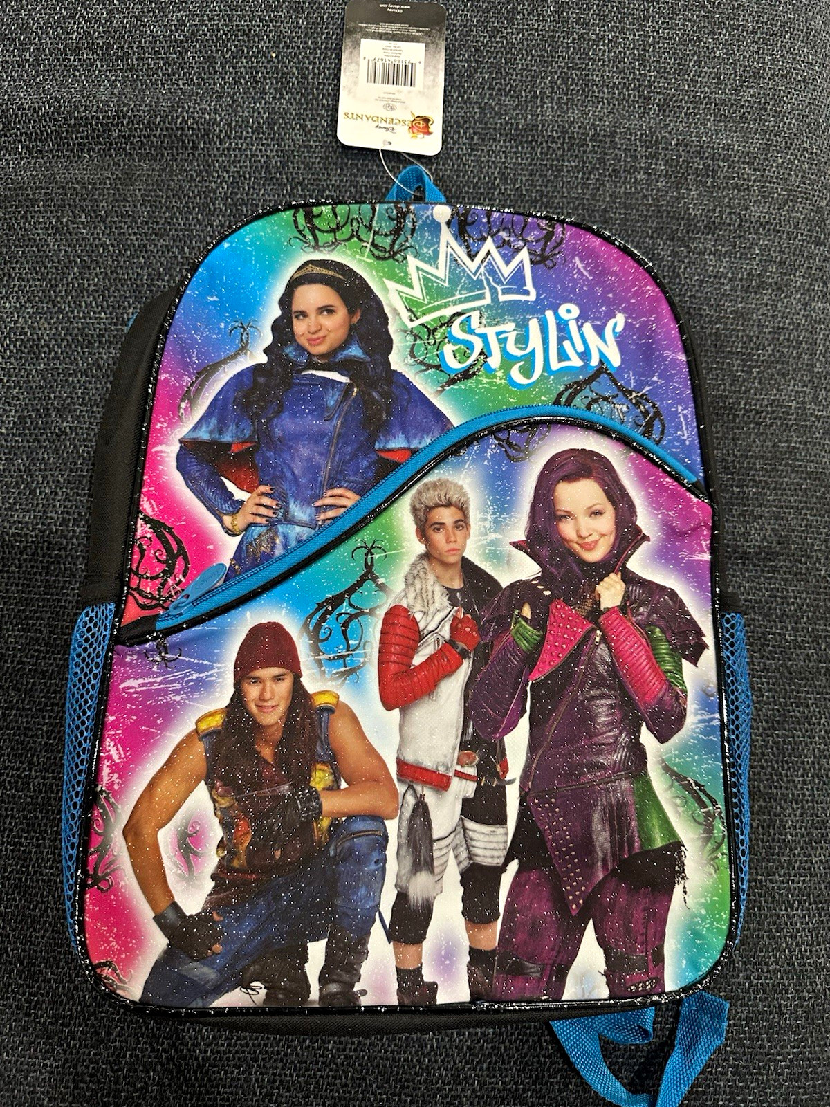Disney Descendants Evie Mal Carlos Jay Large Multicolor Polyester Backpack Zip