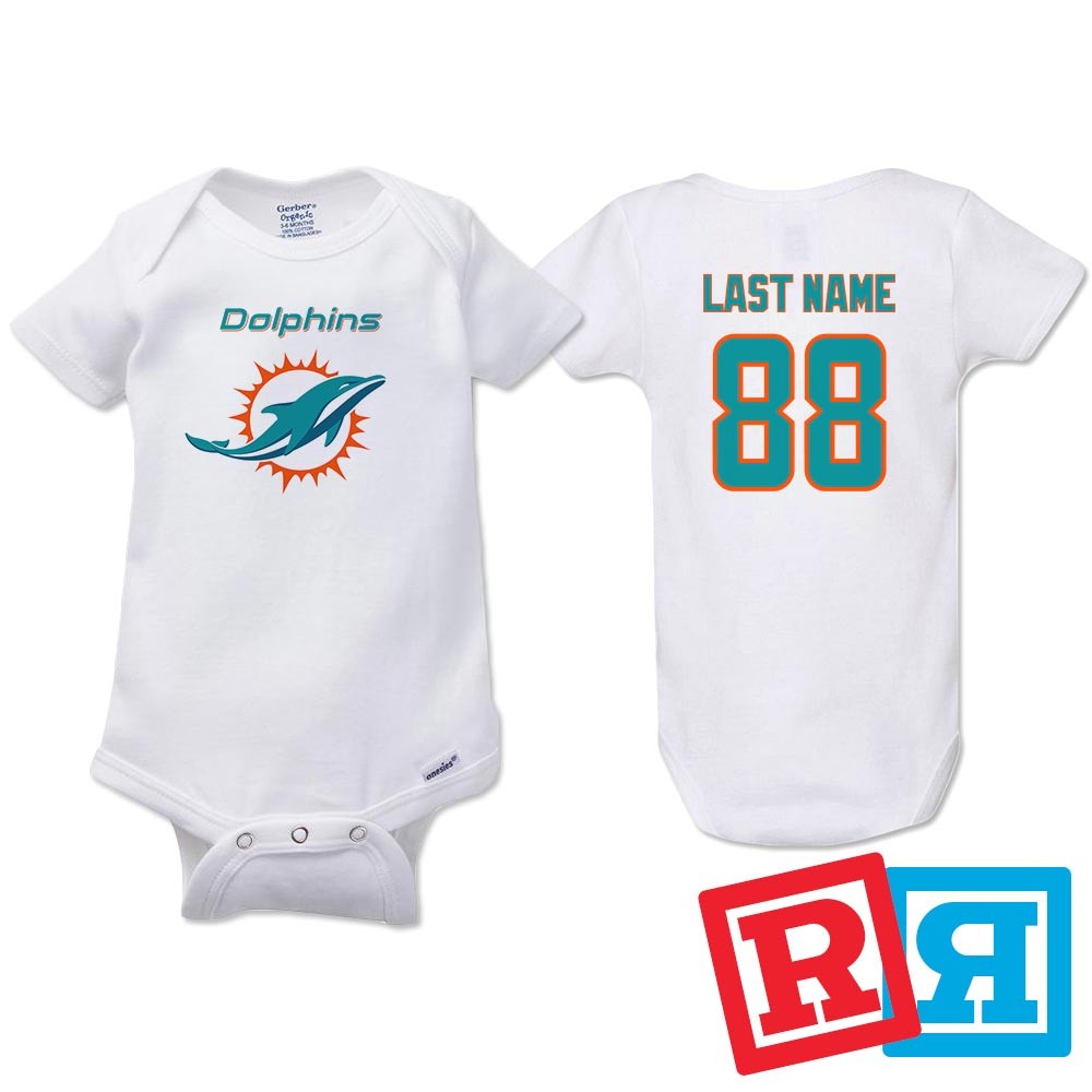 Personalized Miami Dolphins Gerber Baby Onesie® Cotton Custom Football Bodysuit
